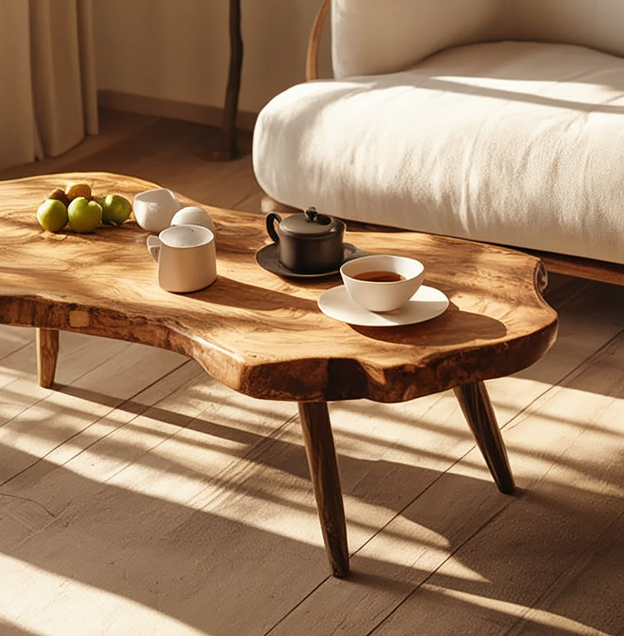 Live Edge Solid Wood Coffee Table – Handmade Rustic Natural Design