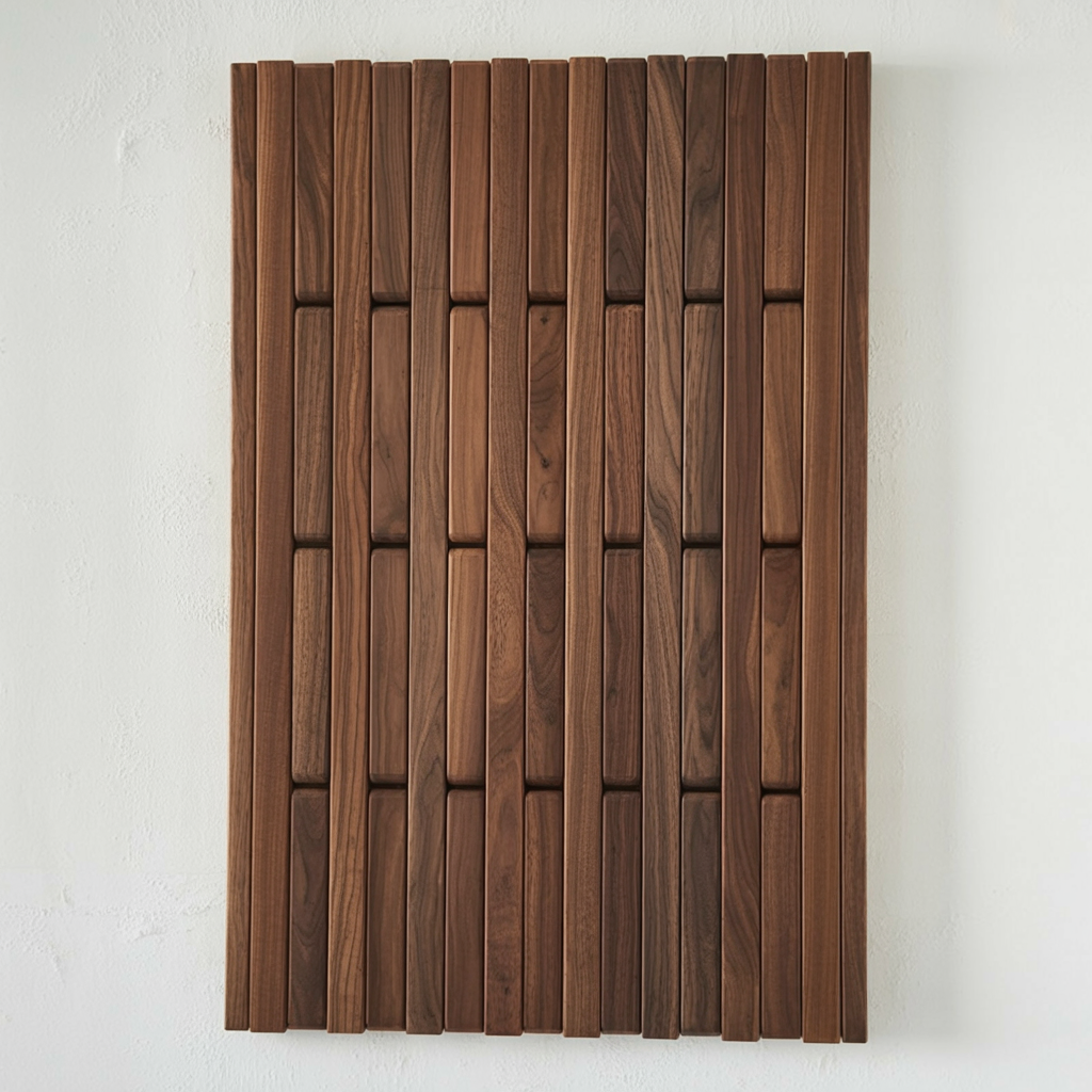 Walnut Piano Coat Rack Wall Mount – Rustic Wood Hooks & Key Holder