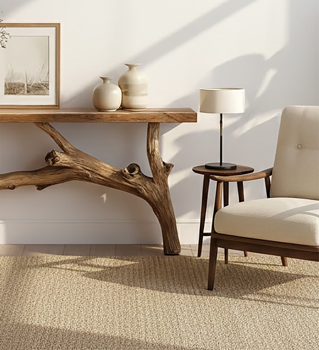 Console Rustique Farmhouse en Bois Massif – Table d’Entrée Artisanale Fait Main