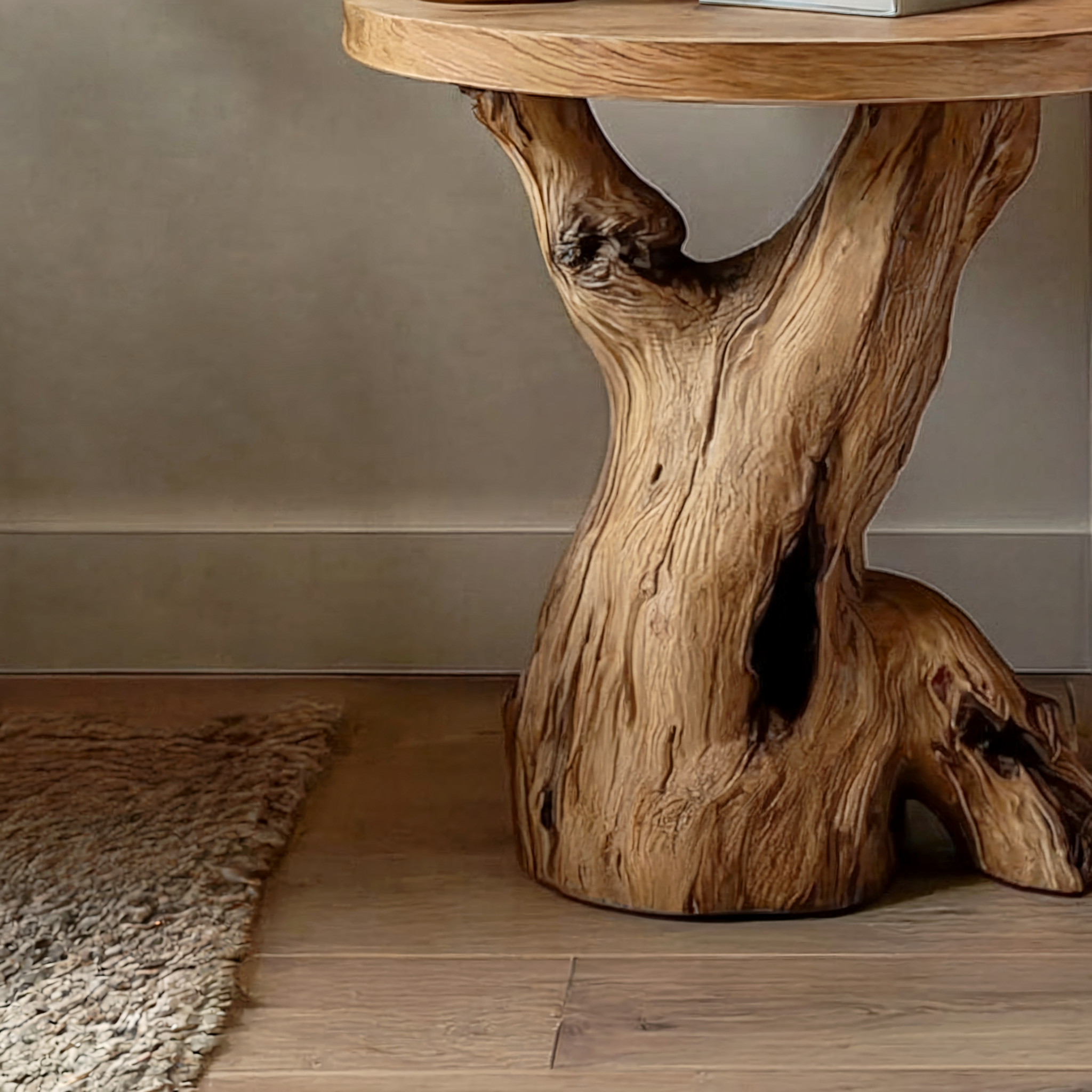 Handcrafted Round End Table – Solid Wood Live Edge Rustic Accent for Living Room or Bedroom