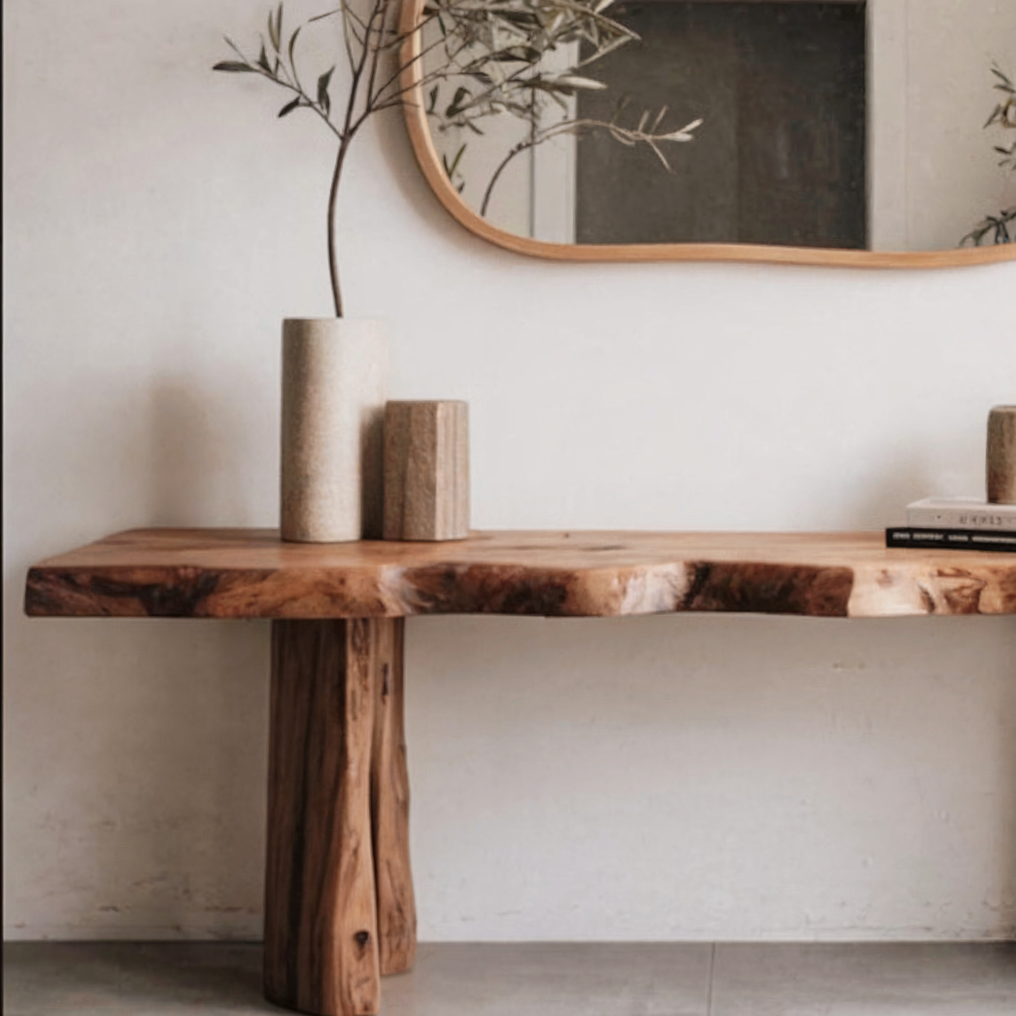 Rustic Solid Wood Console Table – Handmade Entryway Table for Holiday Decor or Hallway Display