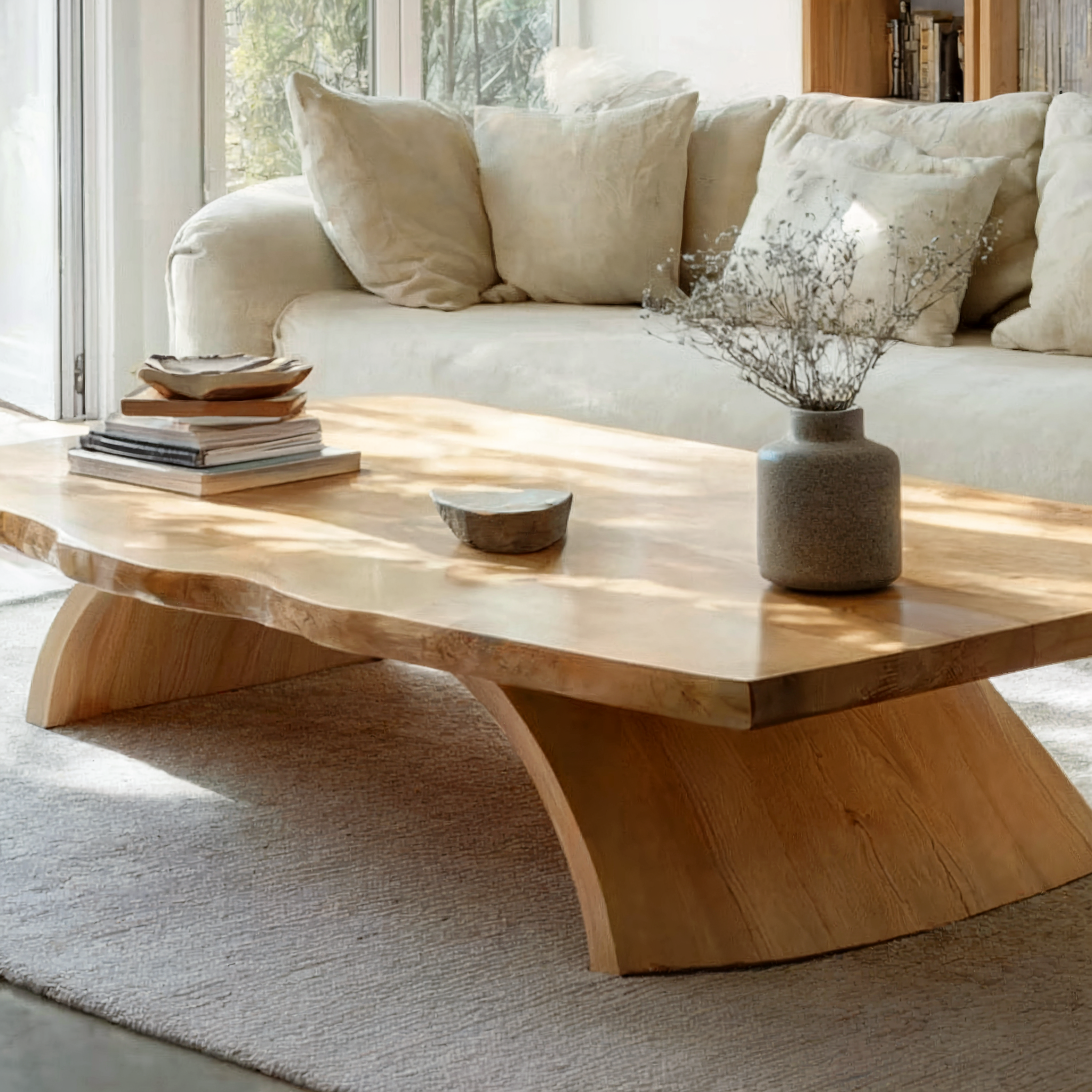 Rustic Wooden Coffee Table – Solid Handmade Farmhouse Decor, Living Room Accent