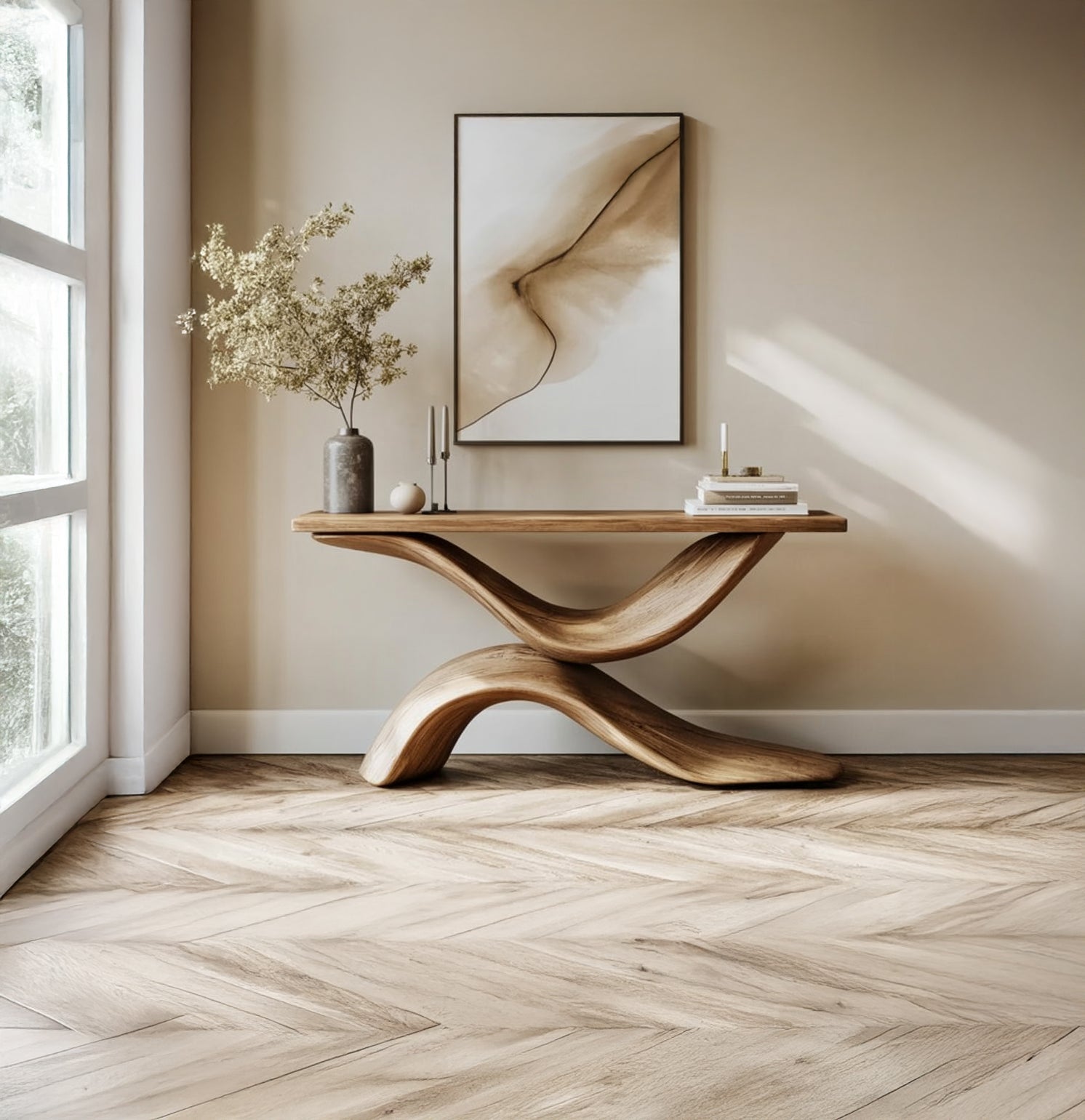 Handcrafted Solid Wood Console Table for Entryway, Living Room – Organic Modern Furniture