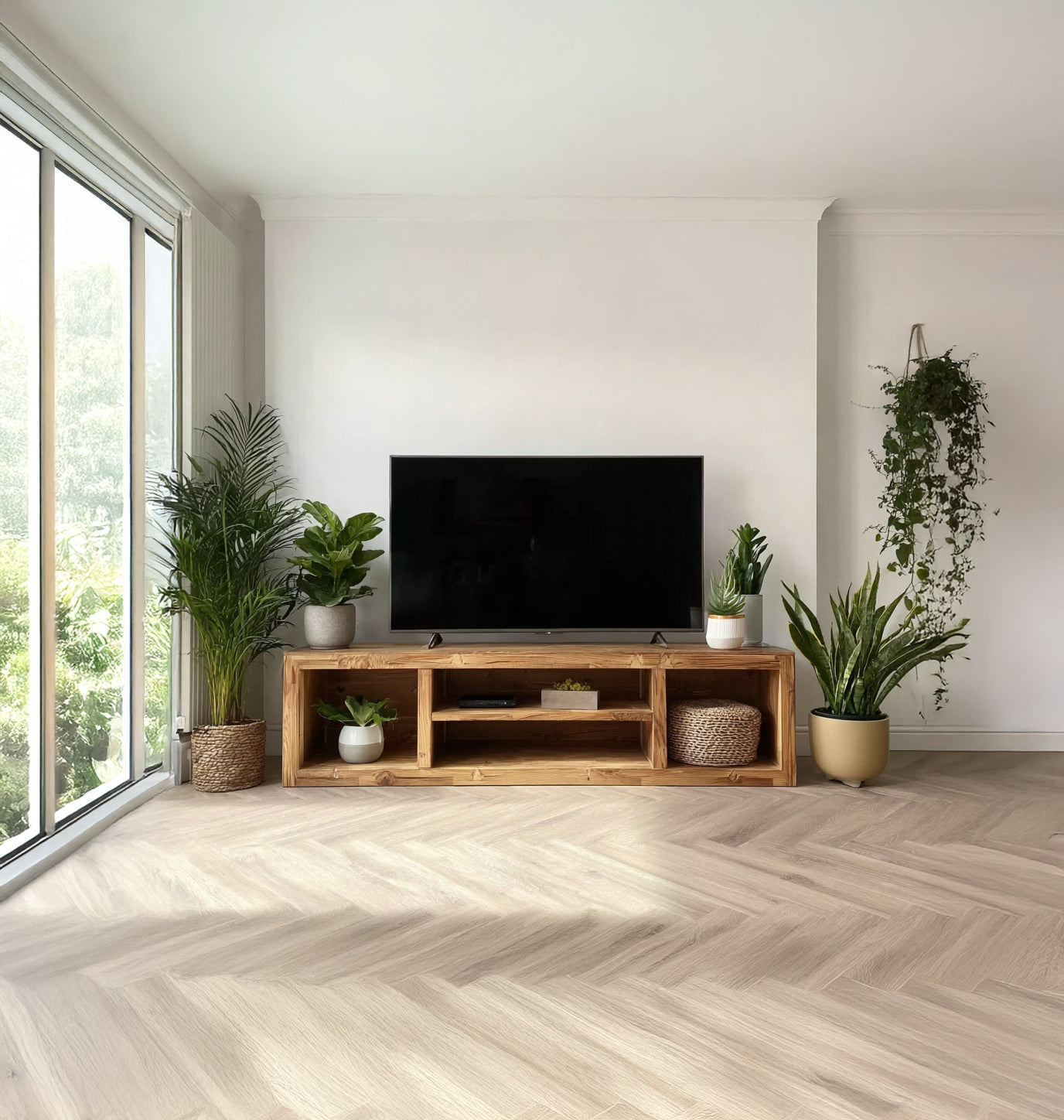 Handcrafted Rustic TV Stand with Storage – Reclaimed Solid Wood Console