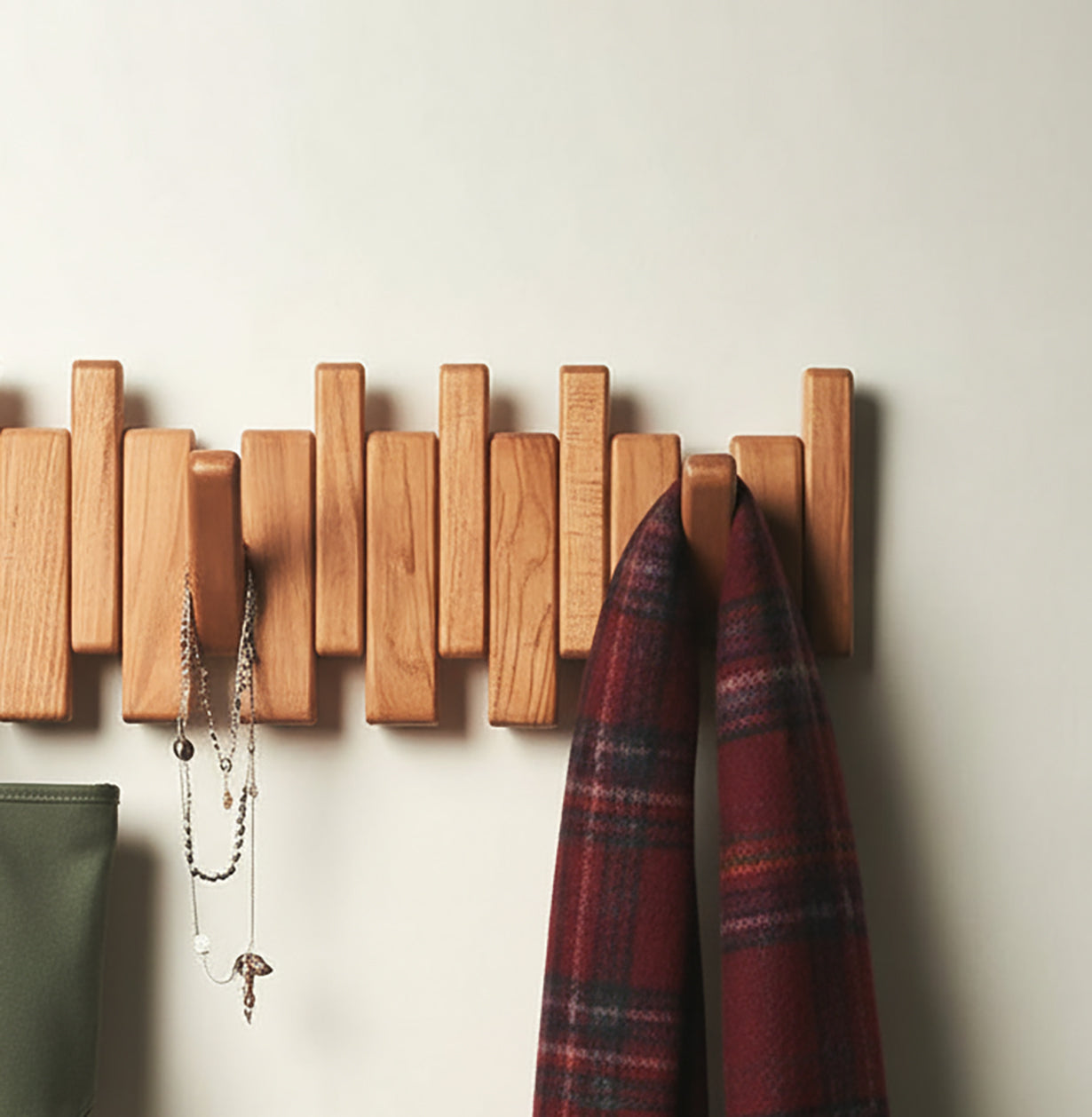 Handmade Solid Wood Piano Coat Rack – Unique Wall Hooks for Home