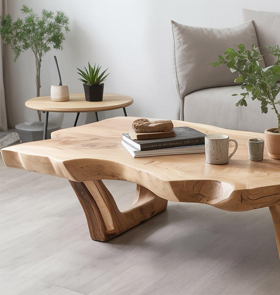 Rustic Live Edge Coffee Table – Handmade Solid Wood Center Table