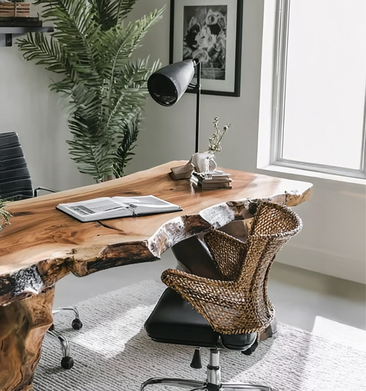 Rustic Live Edge Writing Desk For Cozy Office Or Reading Corner