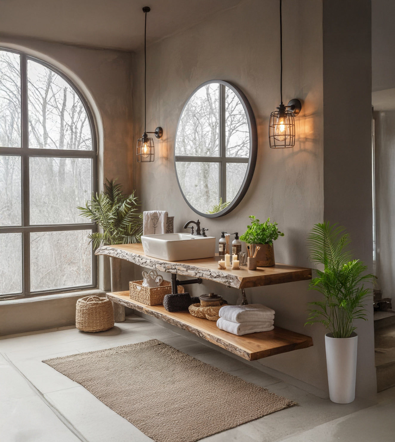 Reclaimed Live Edge Bathroom Vanity Shelf – Handmade Corner Shelf, Rustic Wall Mounted Brackets