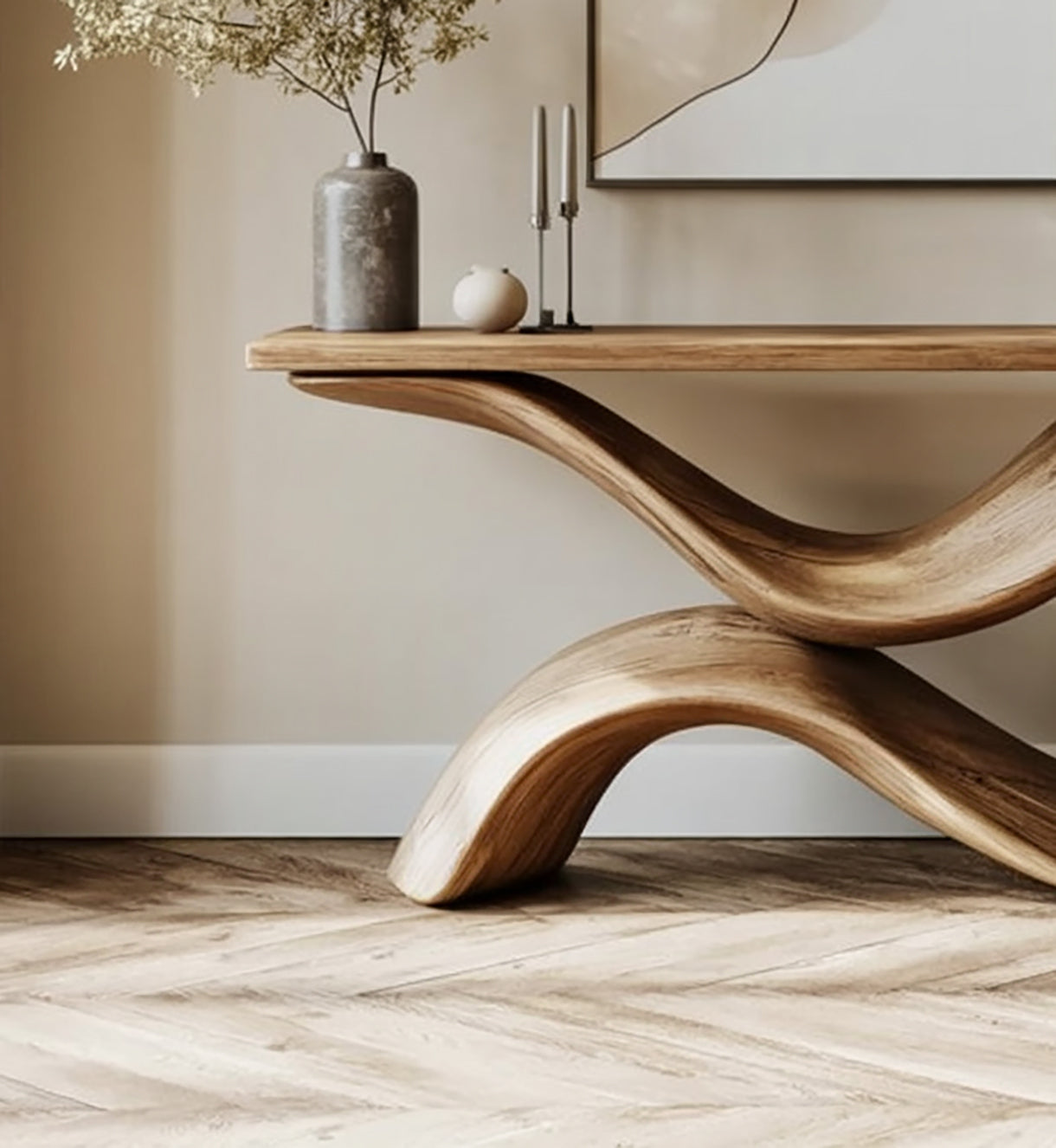 Handcrafted Solid Wood Console Table for Entryway, Living Room – Organic Modern Furniture