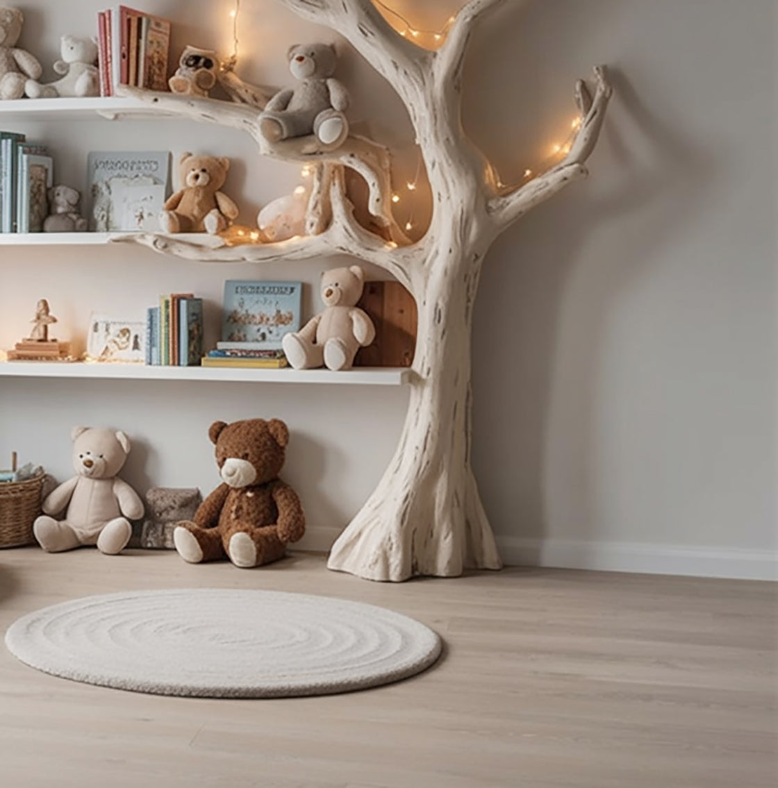 Handcrafted Tree Bookshelf for Kids – Wooden Branch Shelf with Nursery Decor