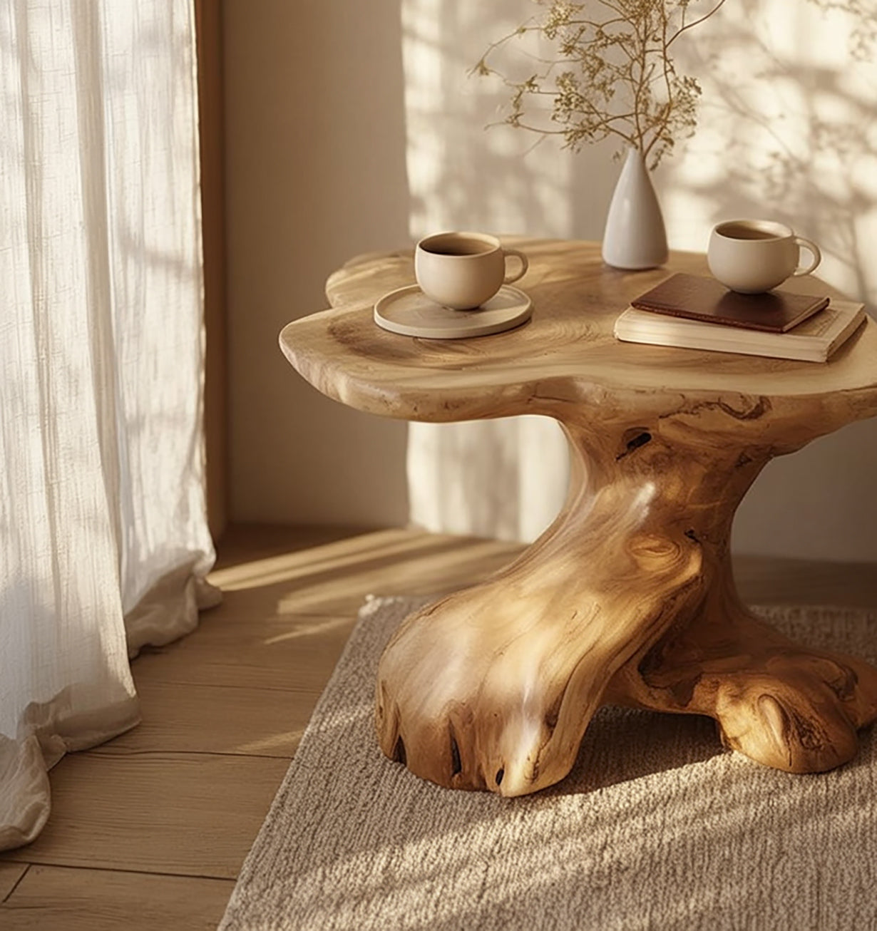 Natural Live Edge End Table – Handmade Wooden Bedside Accent Table