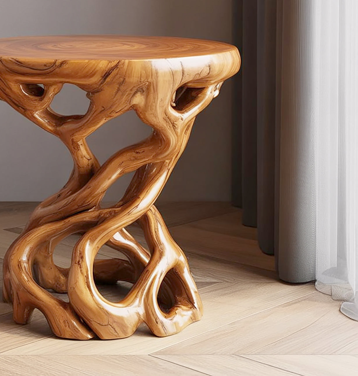 Organic Wood Root End Table – Handcrafted Sculptural Side Table