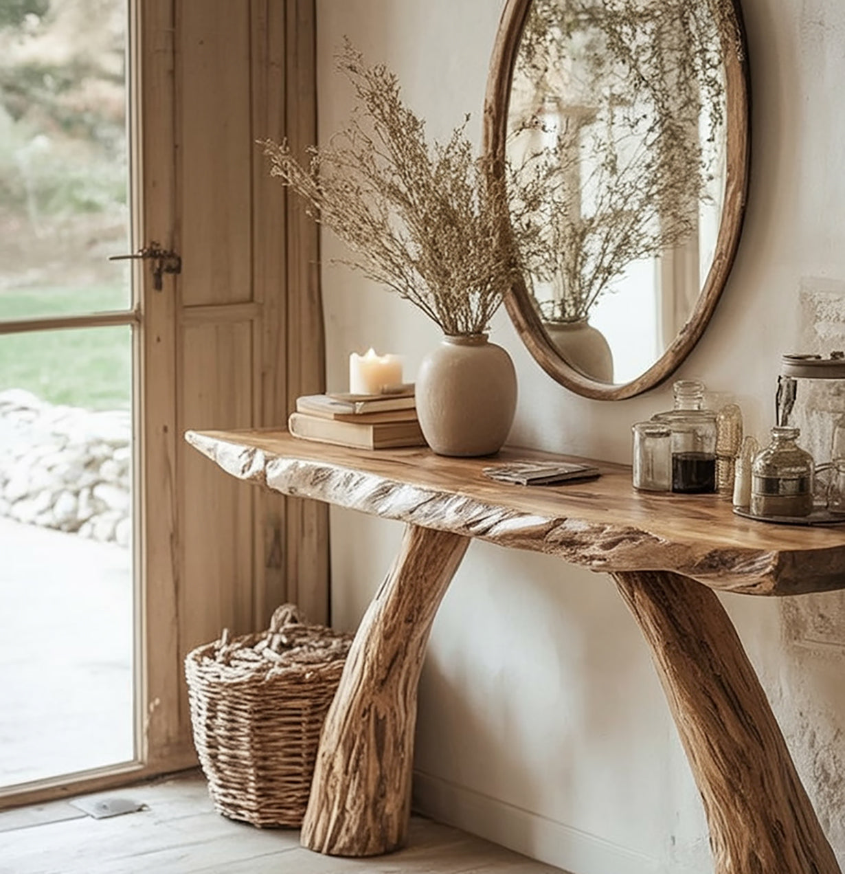 Handcrafted Solid Wood Live Edge Console Table – Rustic Entryway & Hallway Accent Furniture