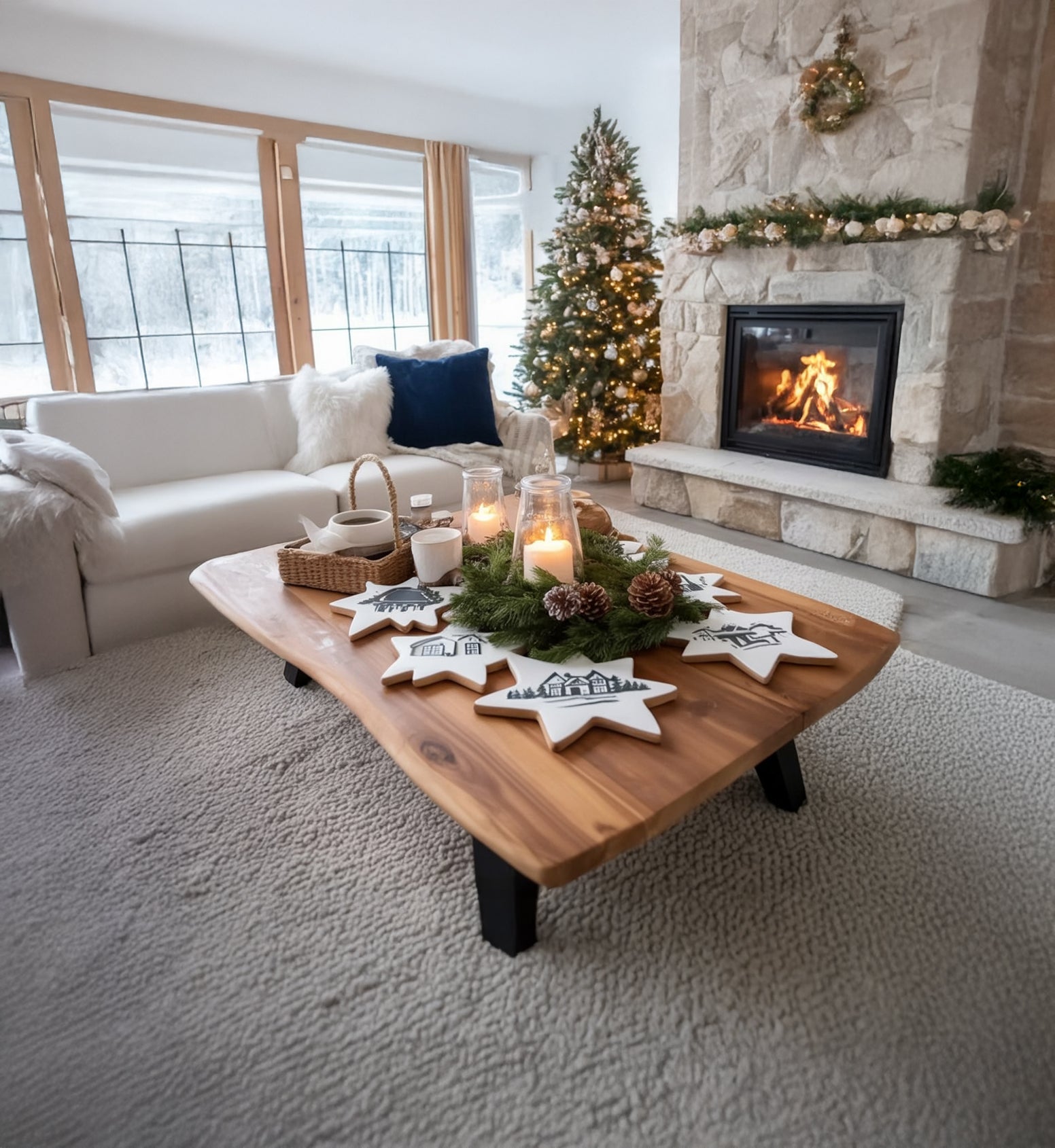 Handcrafted Rustic Solid Wood Coffee Table – Minimalist Living Room Table