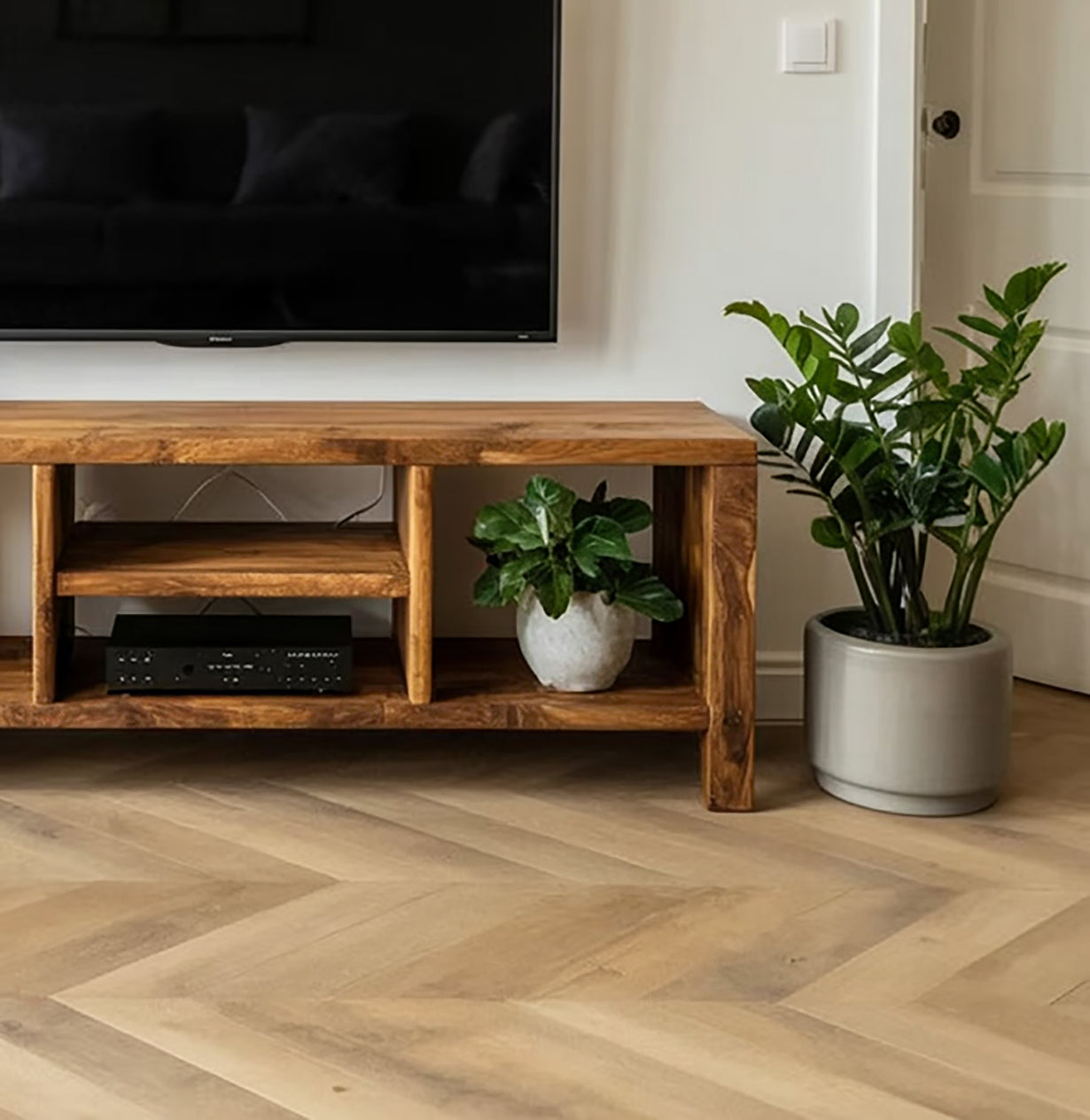 Handcrafted Rustic TV Stand with Storage – Reclaimed Solid Wood Cabinet