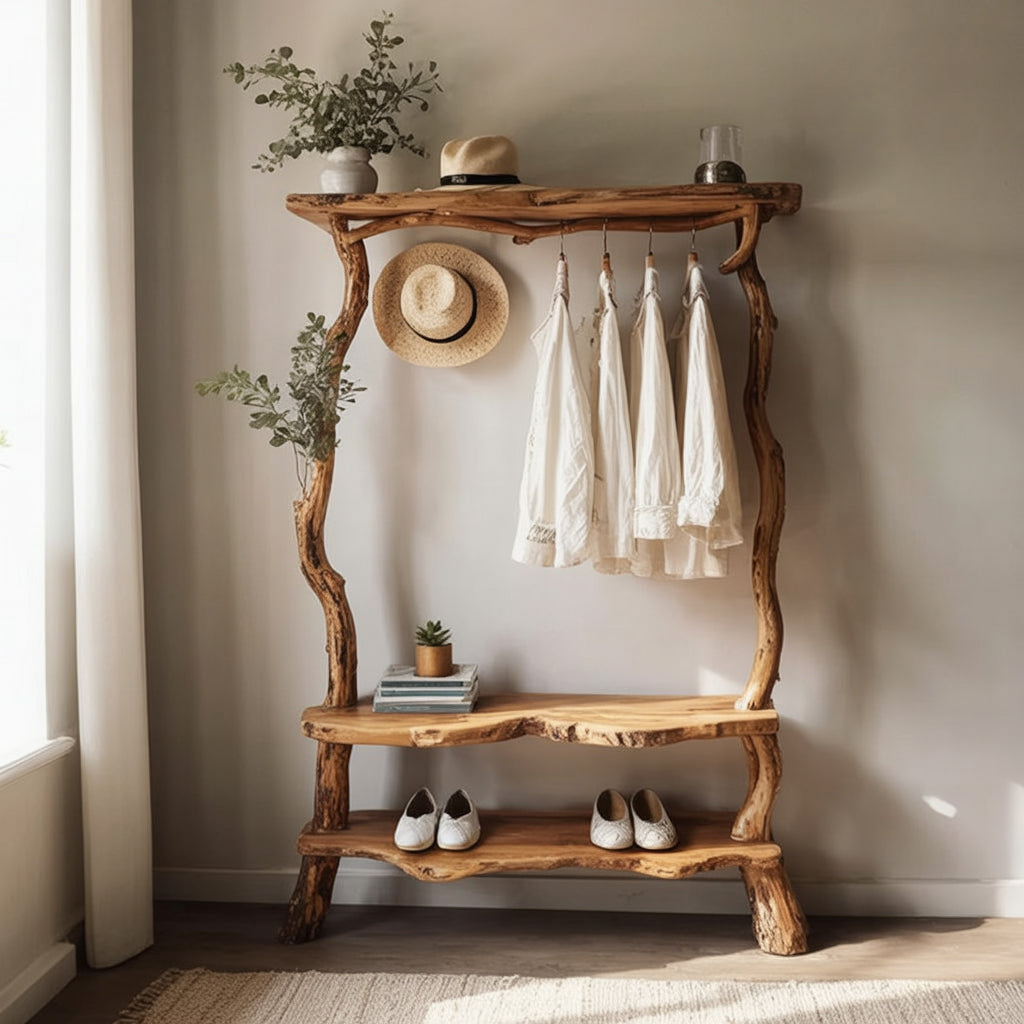 Patères murales en branche d’arbre – Porte-manteau en bois flotté massif