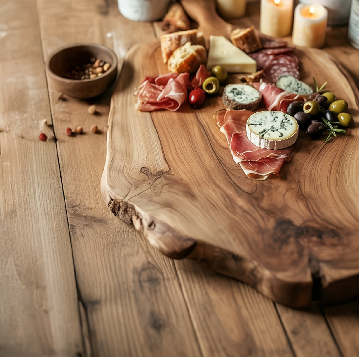 Handcrafted Live Edge Charcuterie Board – Solid Wood Serving Tray & Rustic Cheese Board