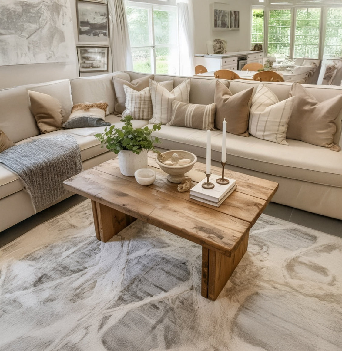 Table Basse Artisanale en Bois Naturel – Design Rustique Minimaliste