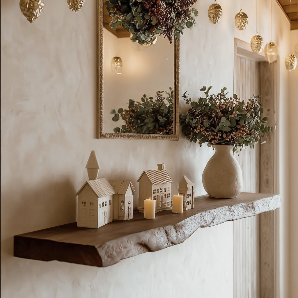 Handmade Live Edge Floating Shelf – Rustic Solid Wood Wall Shelf for Farmhouse Decor