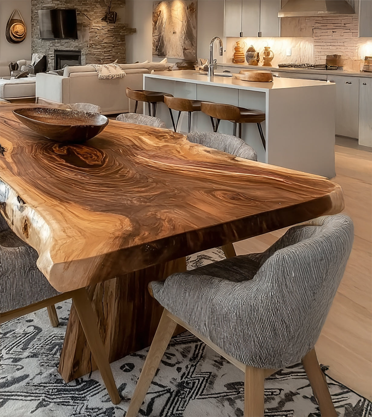 Live Edge Solid Wood Dining Table – Handmade Natural Slab, Rustic Farmhouse Table