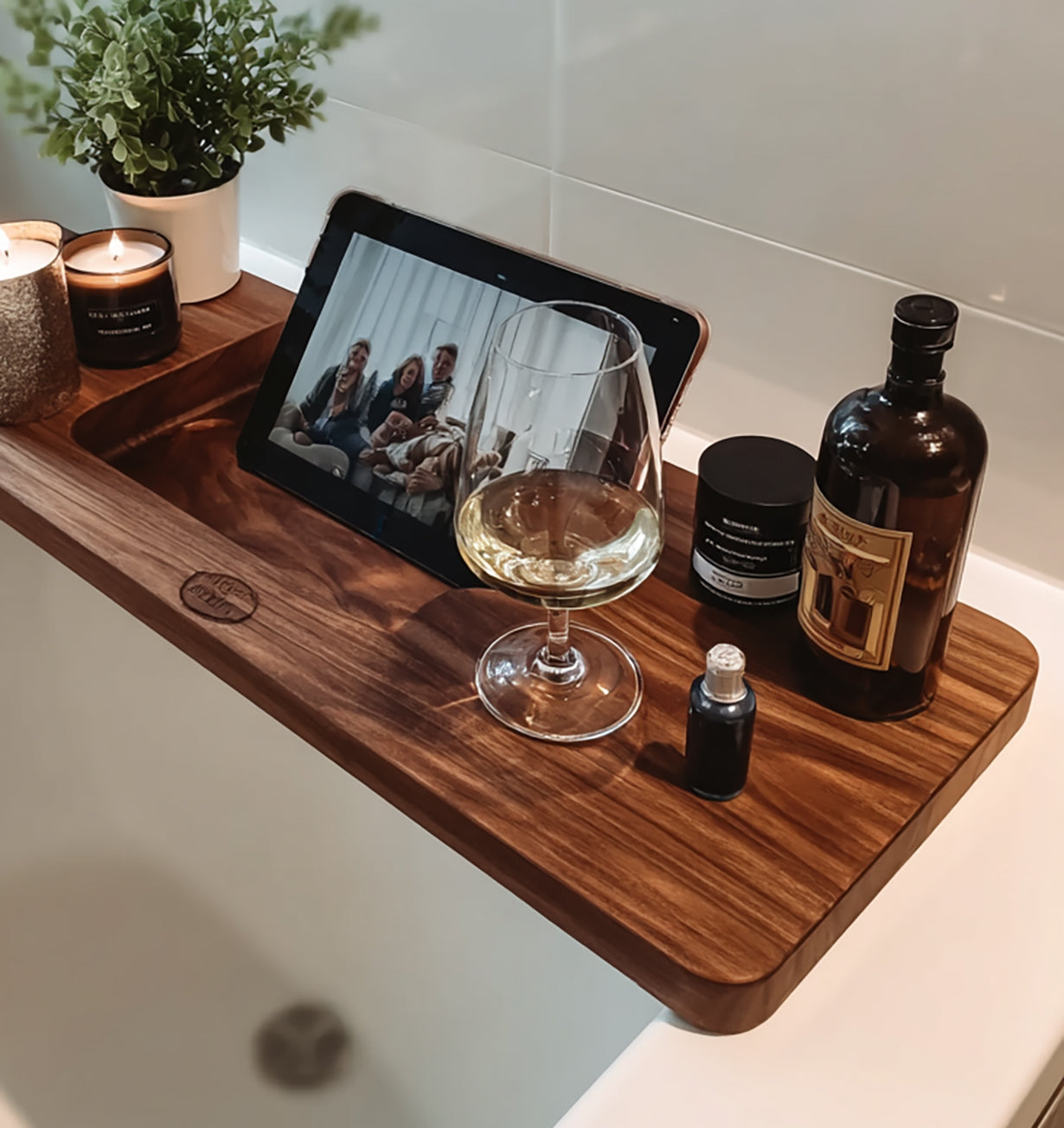 Live Edge Wood Bath Caddy – Rustic Handmade Bathtub Tray & Gift