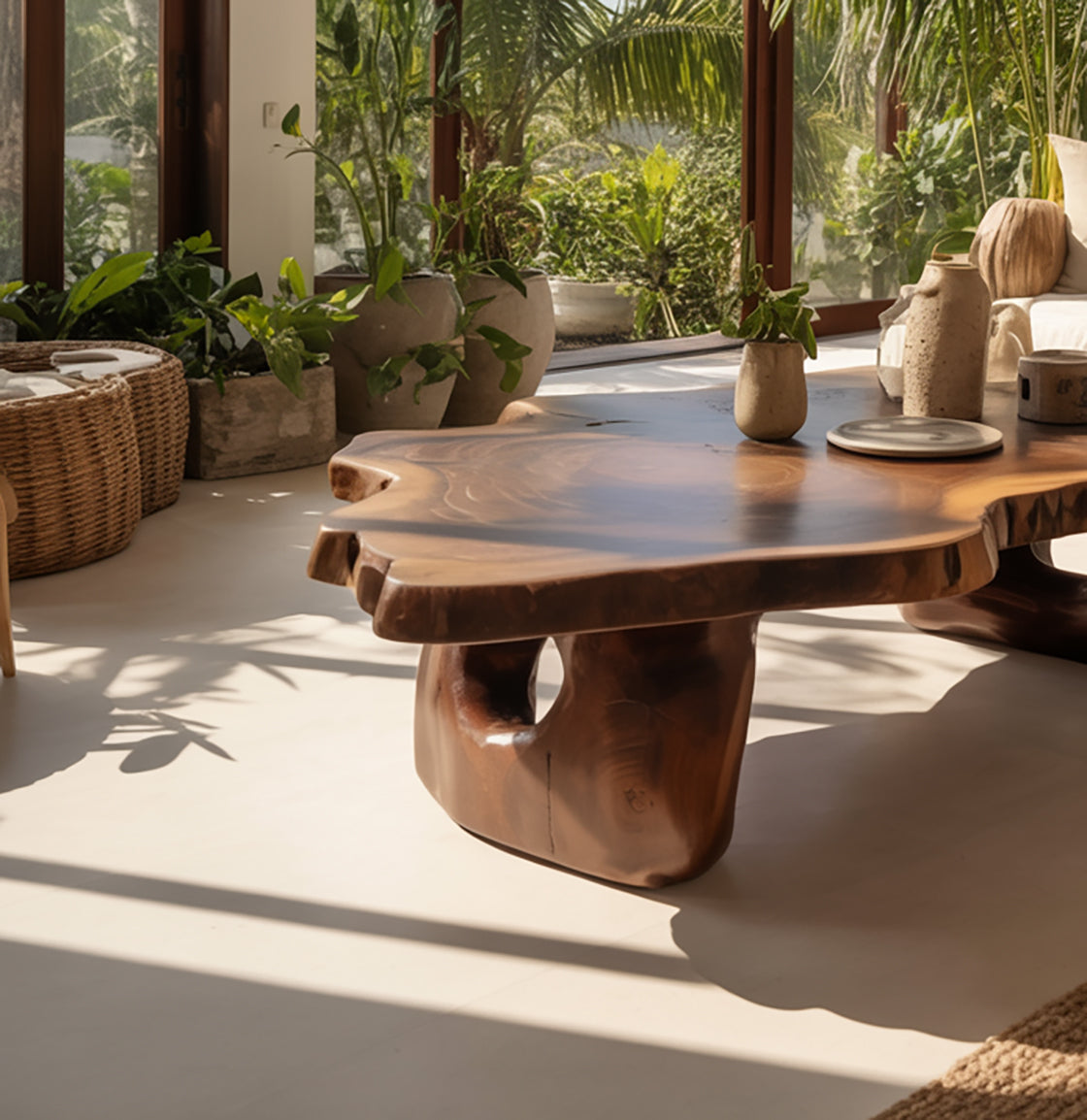 Live Edge Coffee Table – Handmade Solid Wood Center Table, Rustic Modern Decor