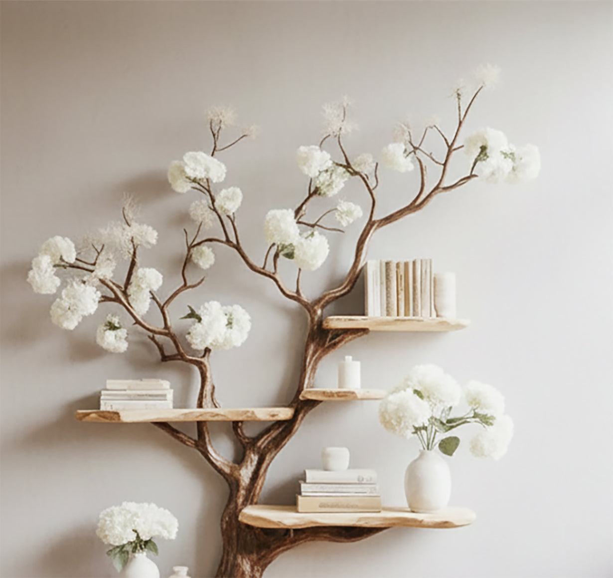 Étagère Arbre en Bois Massif Artisanale – Présentoir Naturel