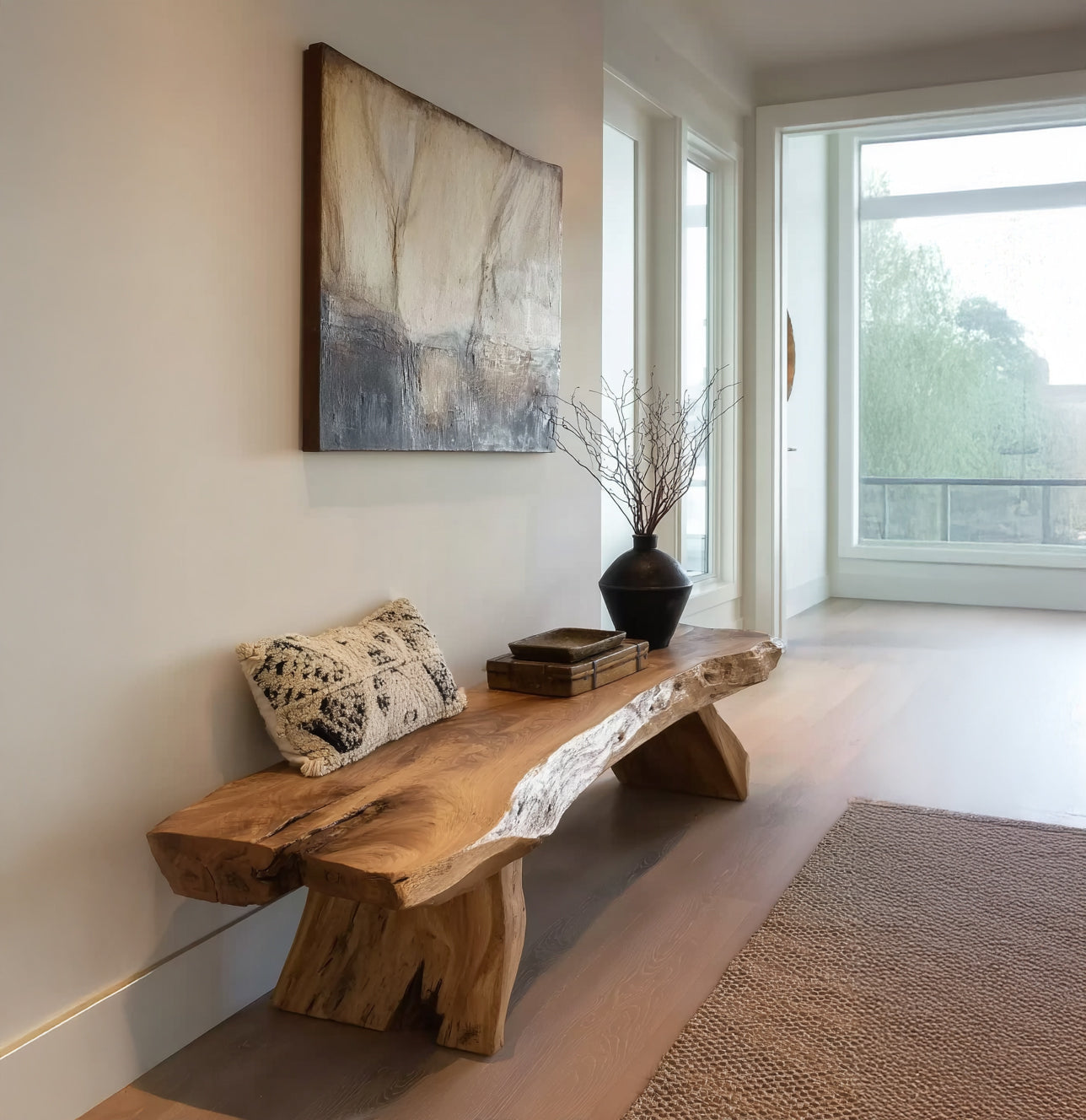 Live Edge Wood Console Table – Natural Slab Entryway Table