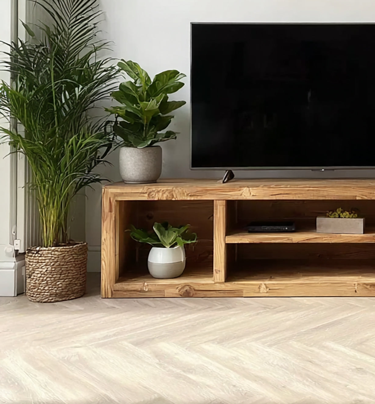 Handcrafted Rustic TV Stand with Storage – Reclaimed Solid Wood Console