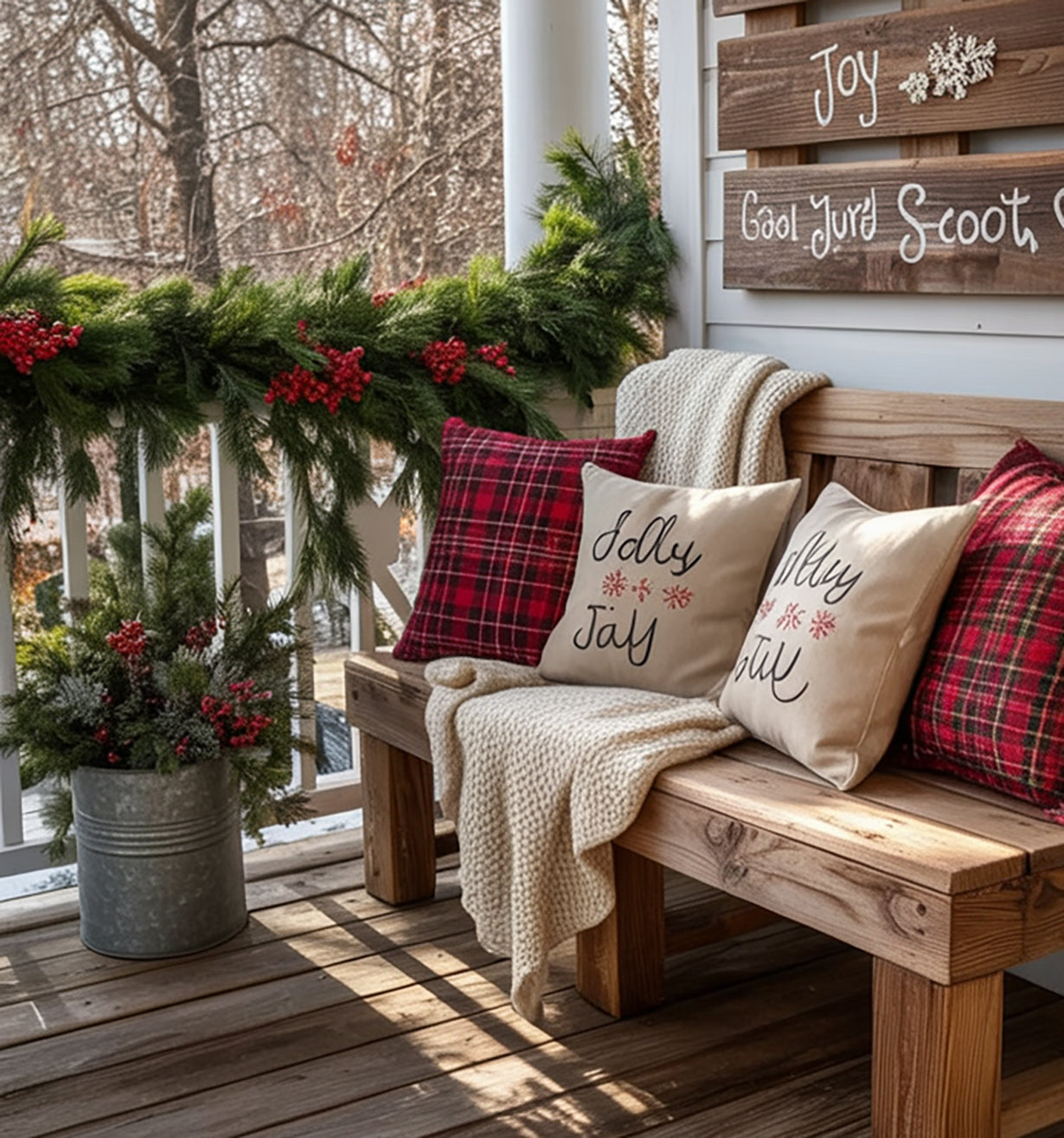 Rustic Farmhouse Wooden Bench – Handmade Solid Wood Porch & Entryway Seating