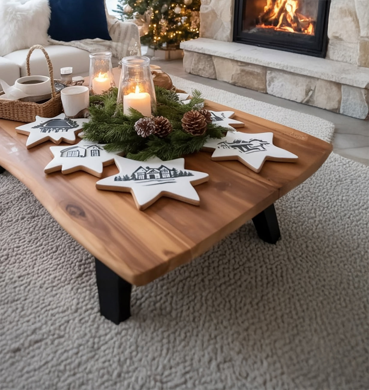 Handcrafted Rustic Solid Wood Coffee Table – Minimalist Living Room Table