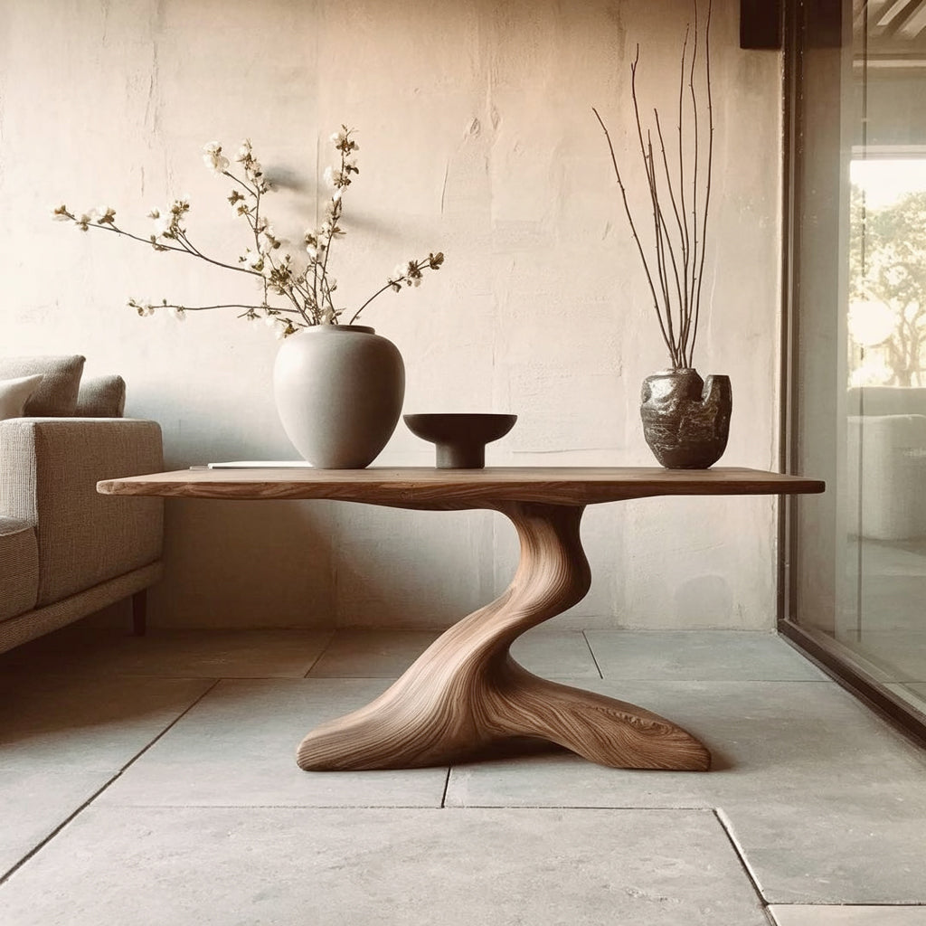 Live Edge Solid Wood Console Table – Handmade Sculptural Entryway & Living Room Table