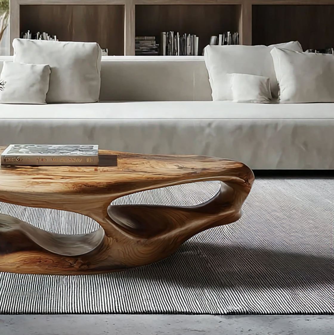 Table Basse Rustique Live Edge Basse en Bois Recyclé Style Farmhouse