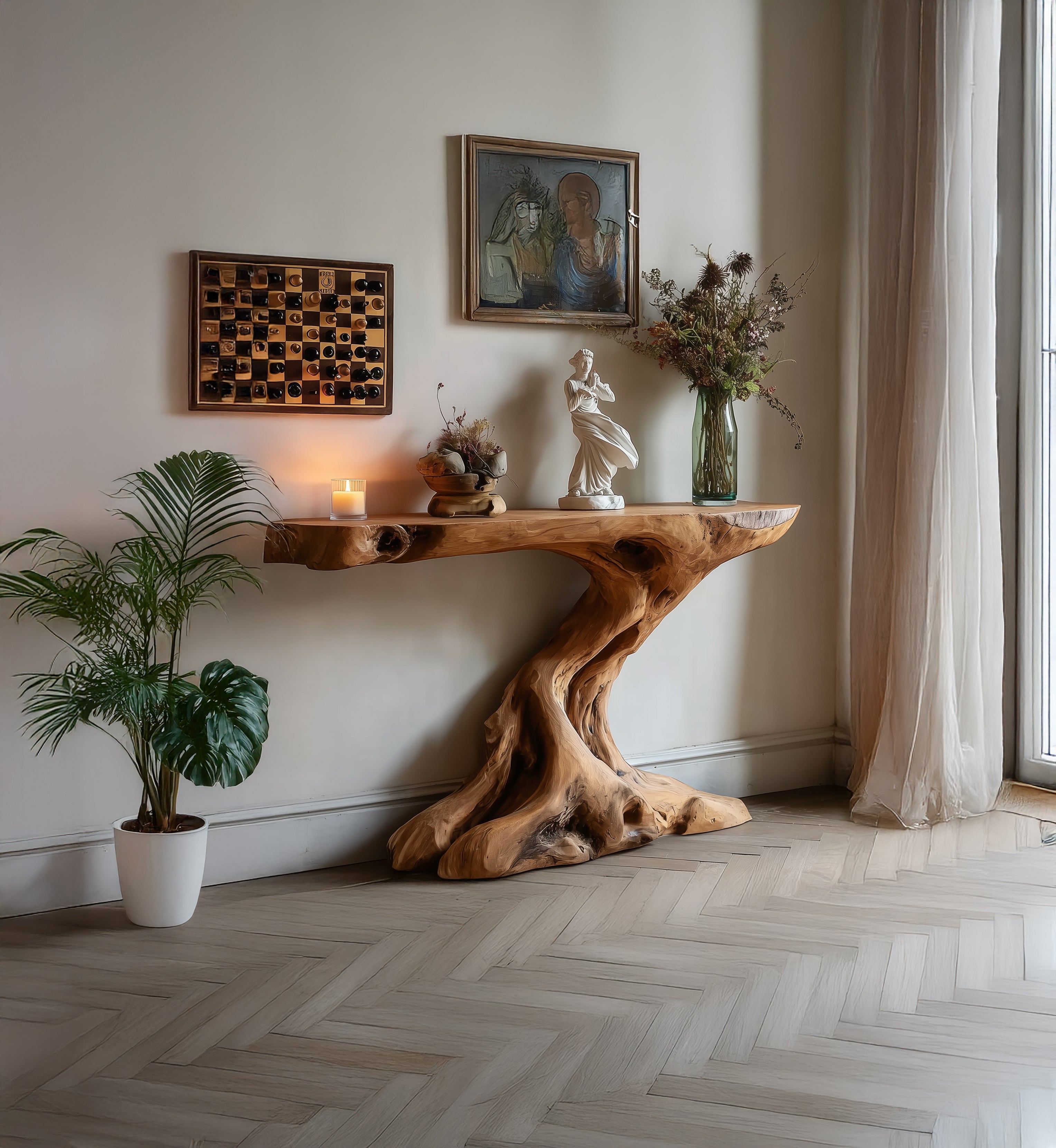 Rustic Wooden Console Table – Reclaimed Entryway Table, Modern Farmhouse Side Table