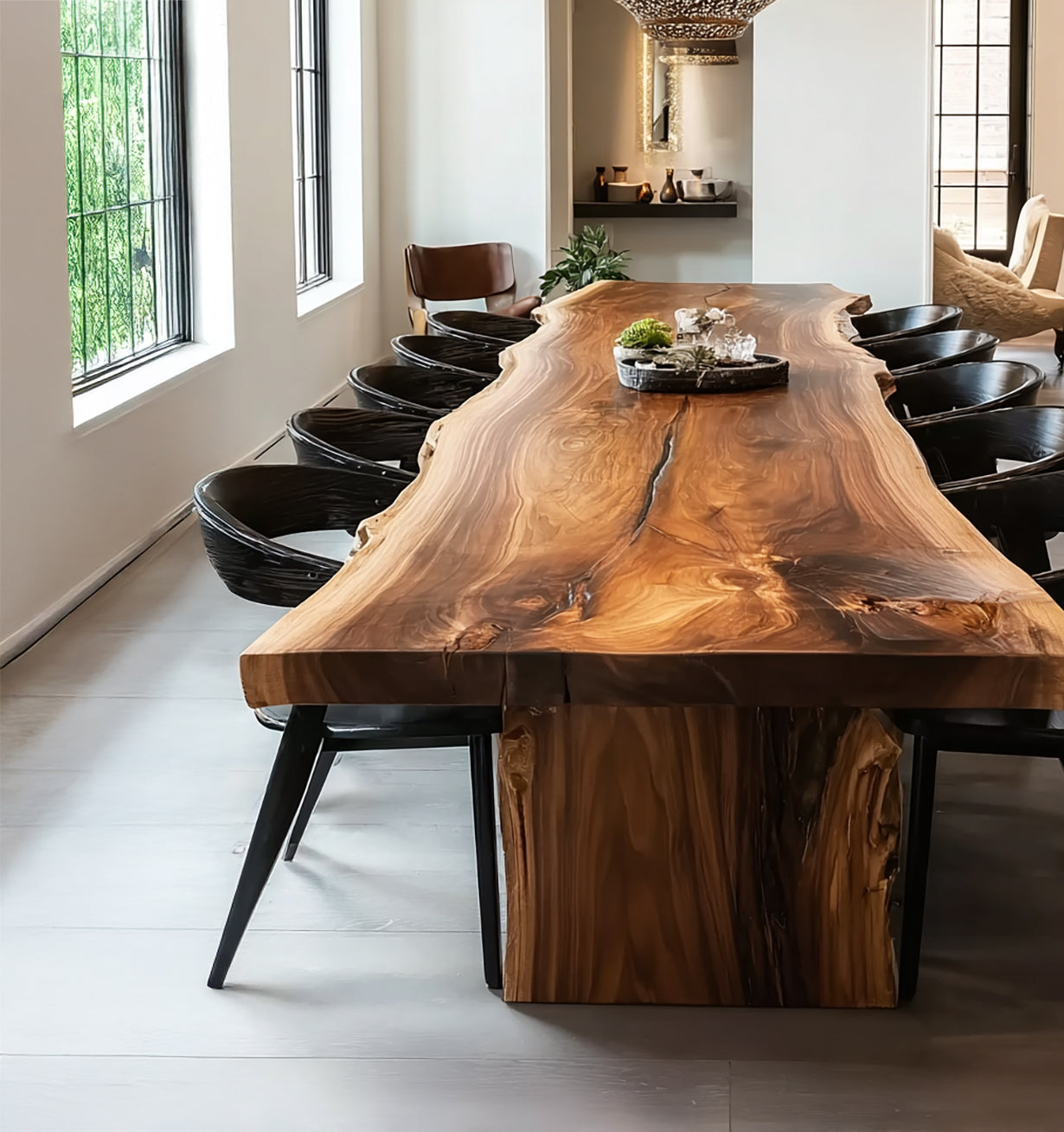 Handcrafted Live Edge Wood Dining Table – Premium Solid Wood Slab with Natural Organic Shape