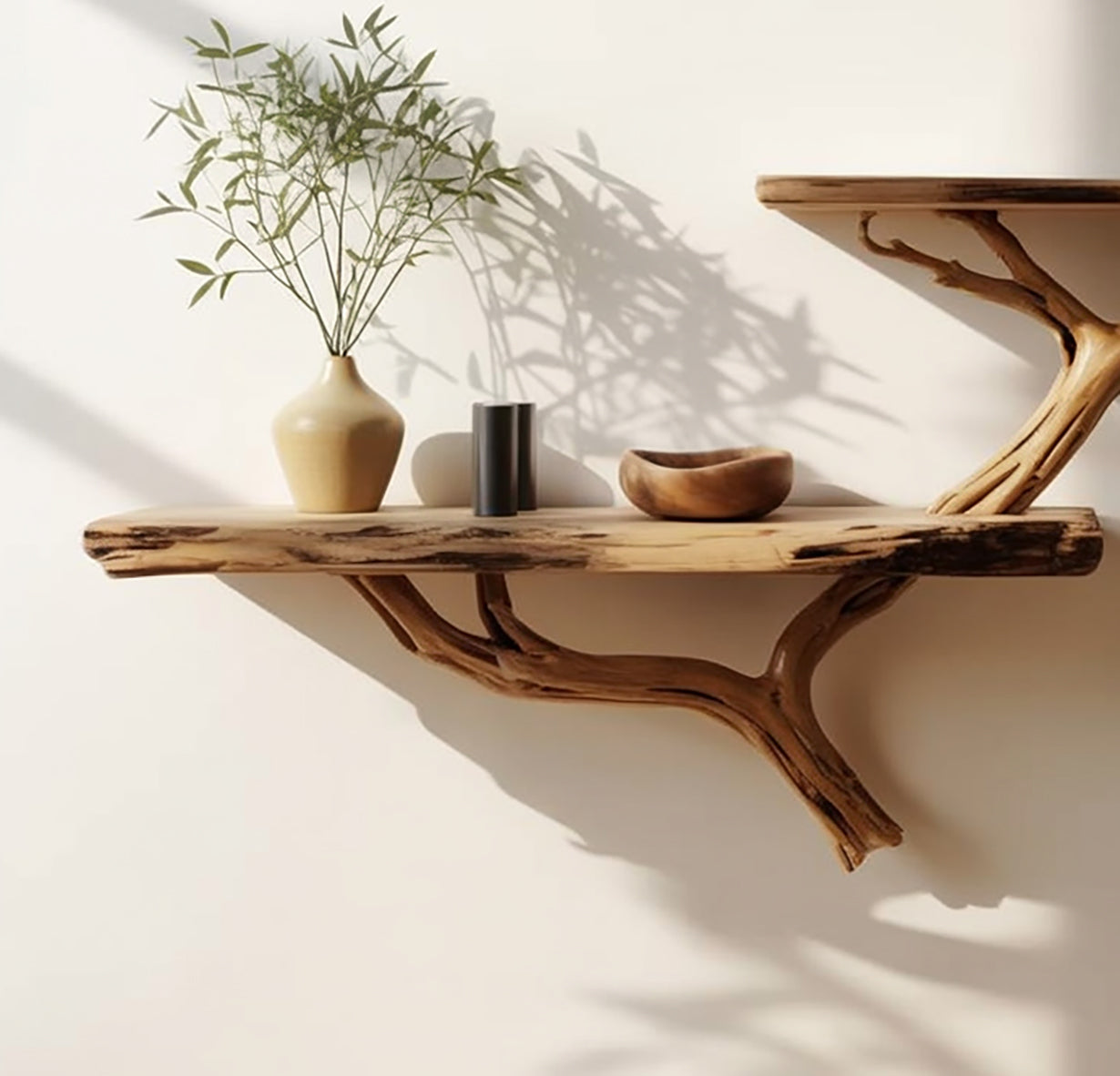 Étagère Murale Branche en Bois Flotté – Décor Rustique