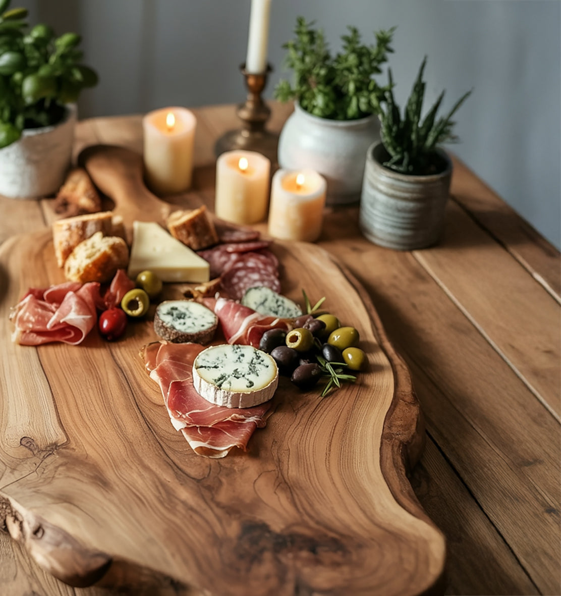 Handcrafted Live Edge Charcuterie Board – Solid Wood Serving Tray & Rustic Cheese Board
