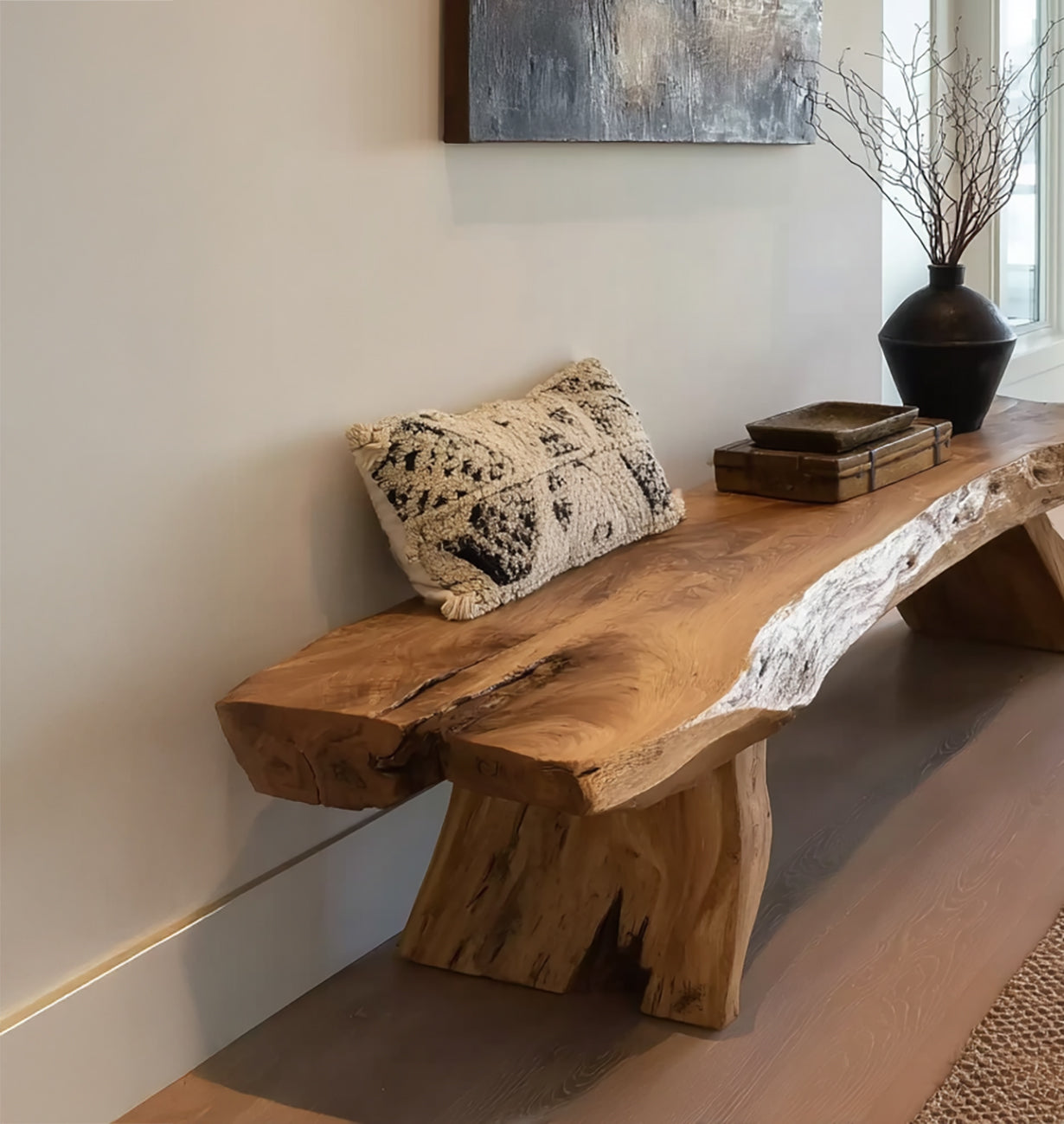 Live Edge Wood Console Table – Natural Slab Entryway Table