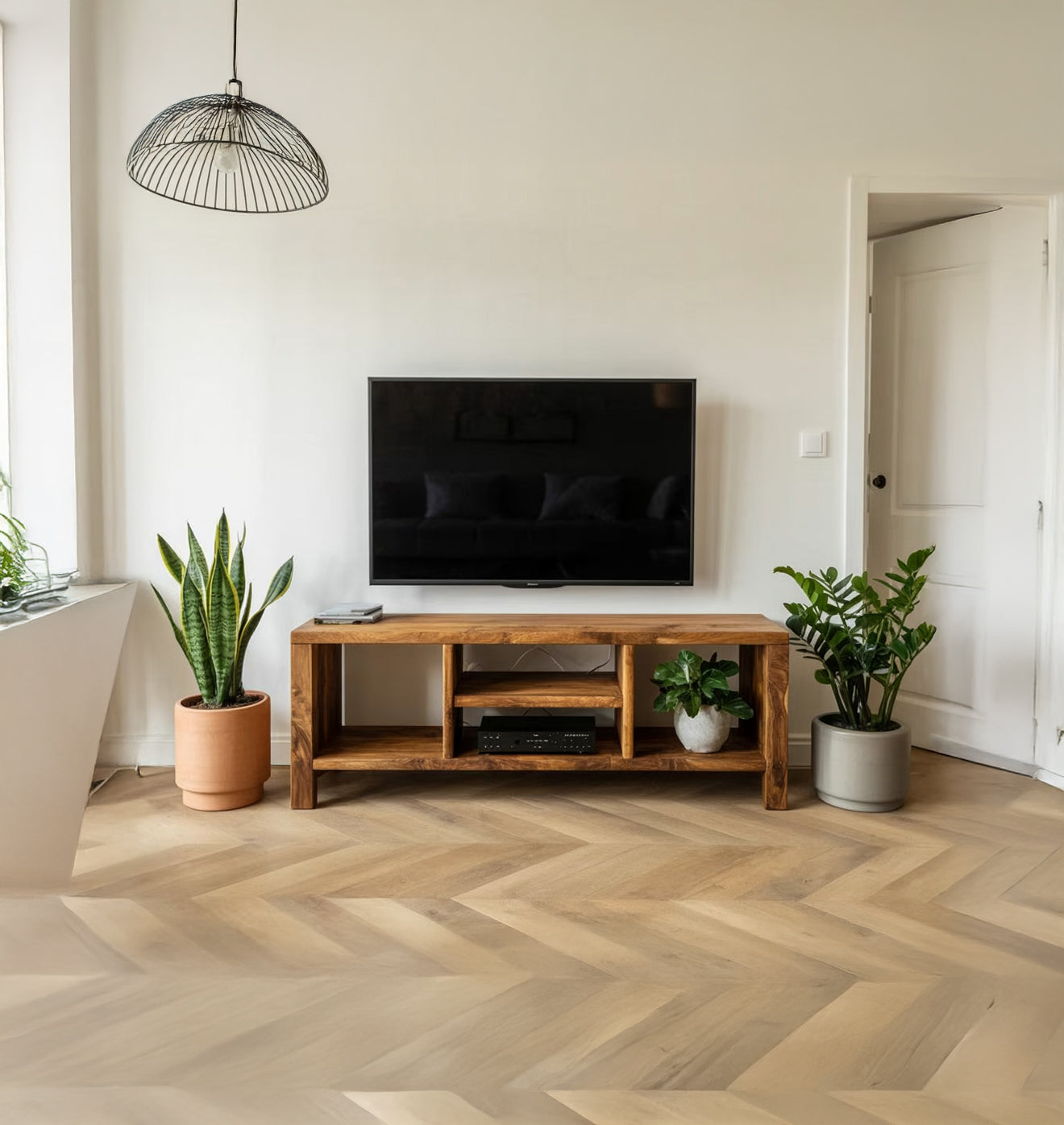 Handcrafted Rustic TV Stand with Storage – Reclaimed Solid Wood Cabinet