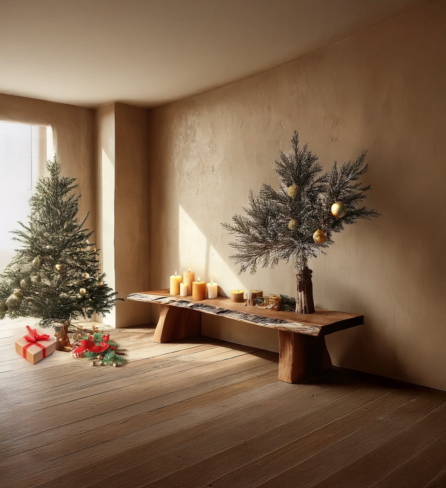 Handcrafted Wooden Bench – Live Edge Slab Console Table for Rustic Home Decor