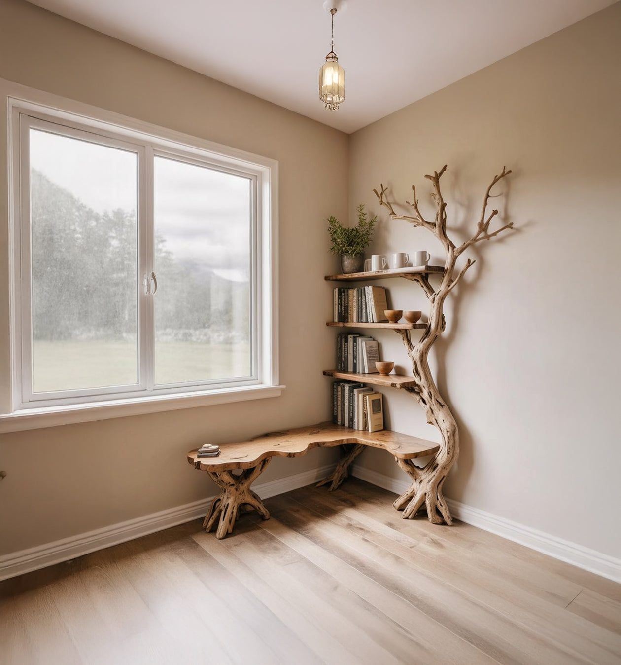 Étagère d’Angle en Bois Flotté – Branche d’Arbre en Bois Massif