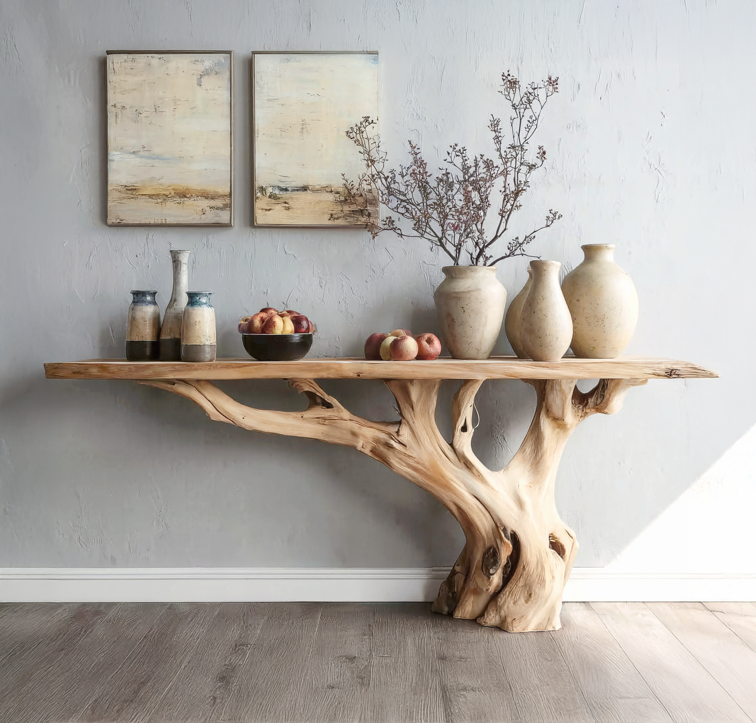 Handmade Wooden Entry Way Table – Rustic Console & Modern Side Wall Table