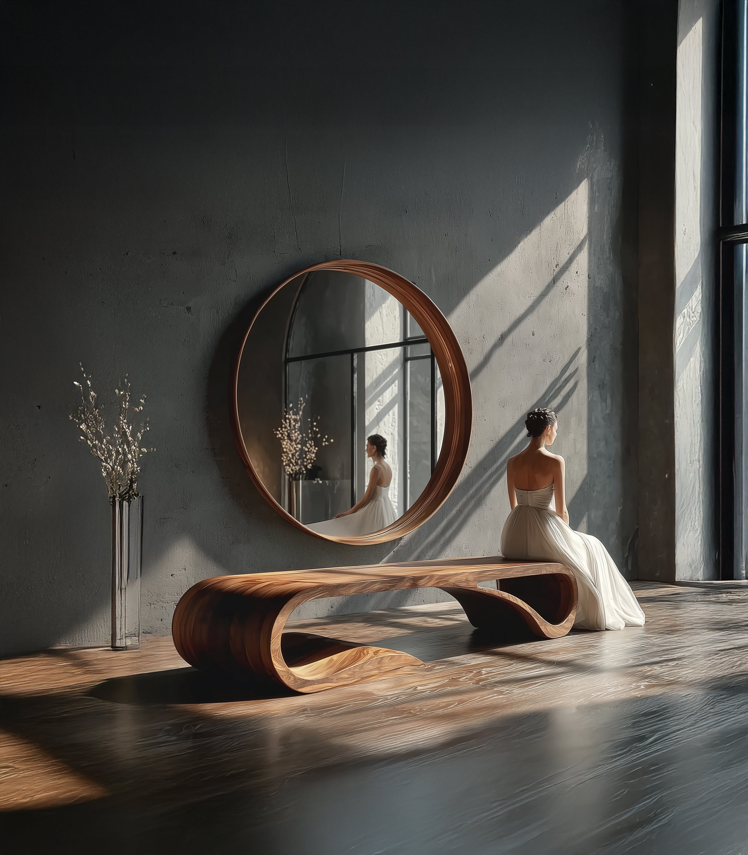 Minimalist Wooden Bench – Mid-Century Modern Style for Entryway or Living Room