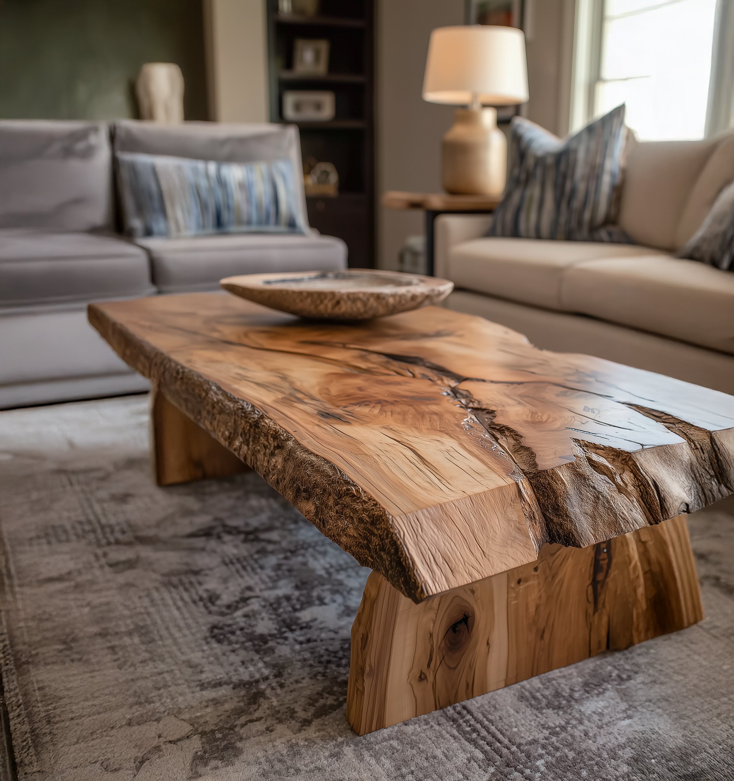 Live Edge Coffee Table – Handmade Solid Wood with Hairpin Legs for Rustic Modern Spaces