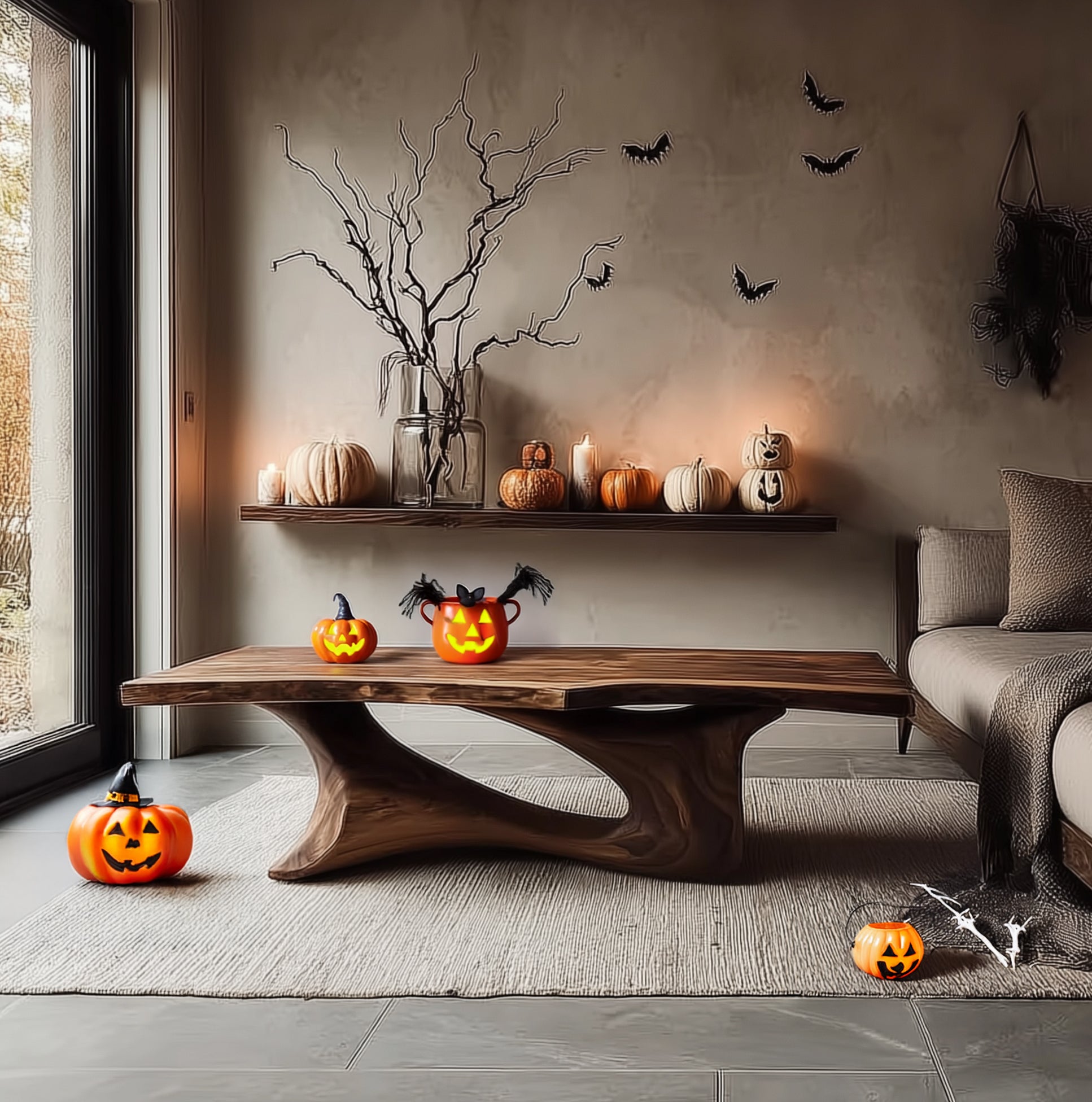 Mid Century Live Edge Coffee Table – Rustic Farmhouse Reclaimed Wood Side Table