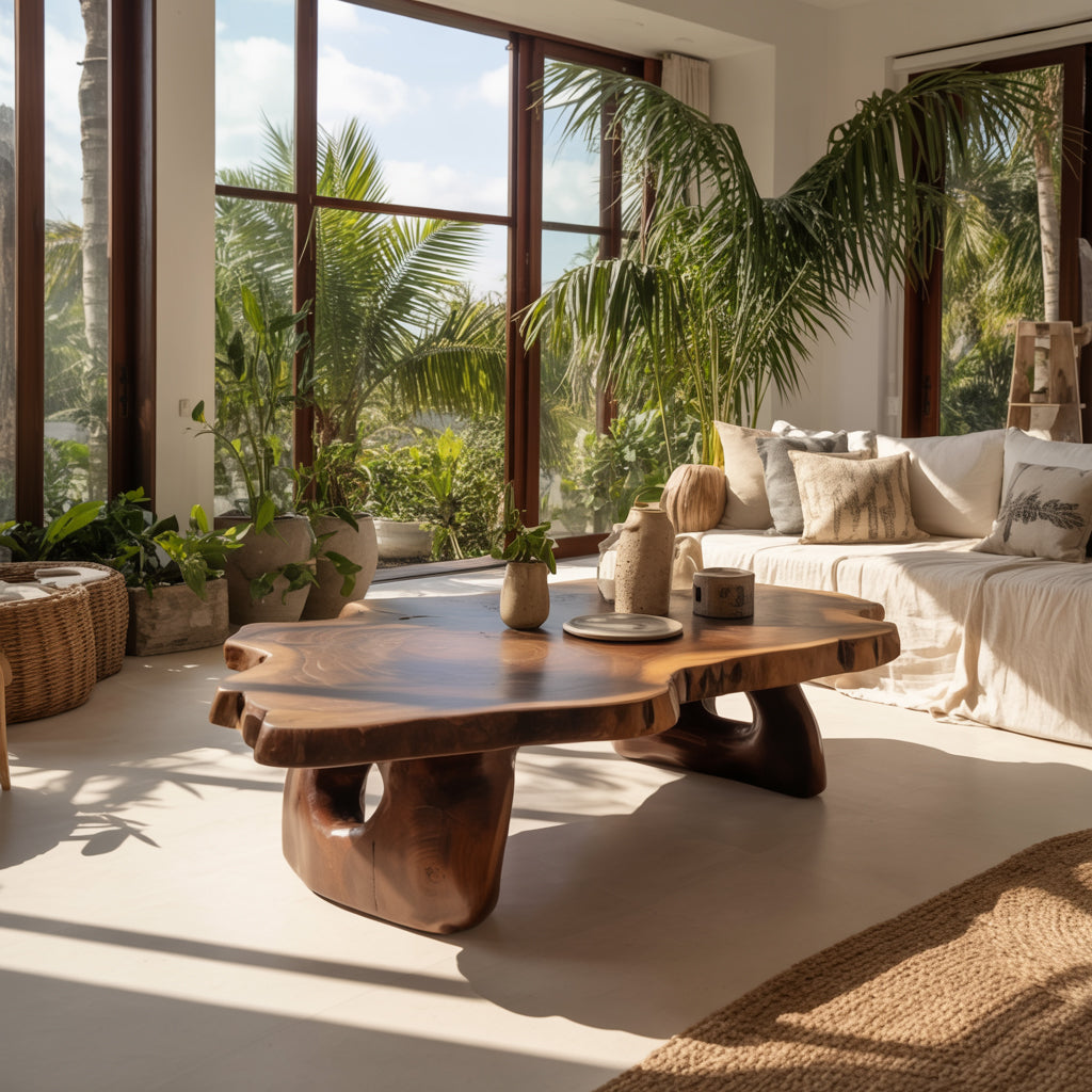 Live Edge Coffee Table – Handmade Solid Wood Center Table, Rustic Modern Decor