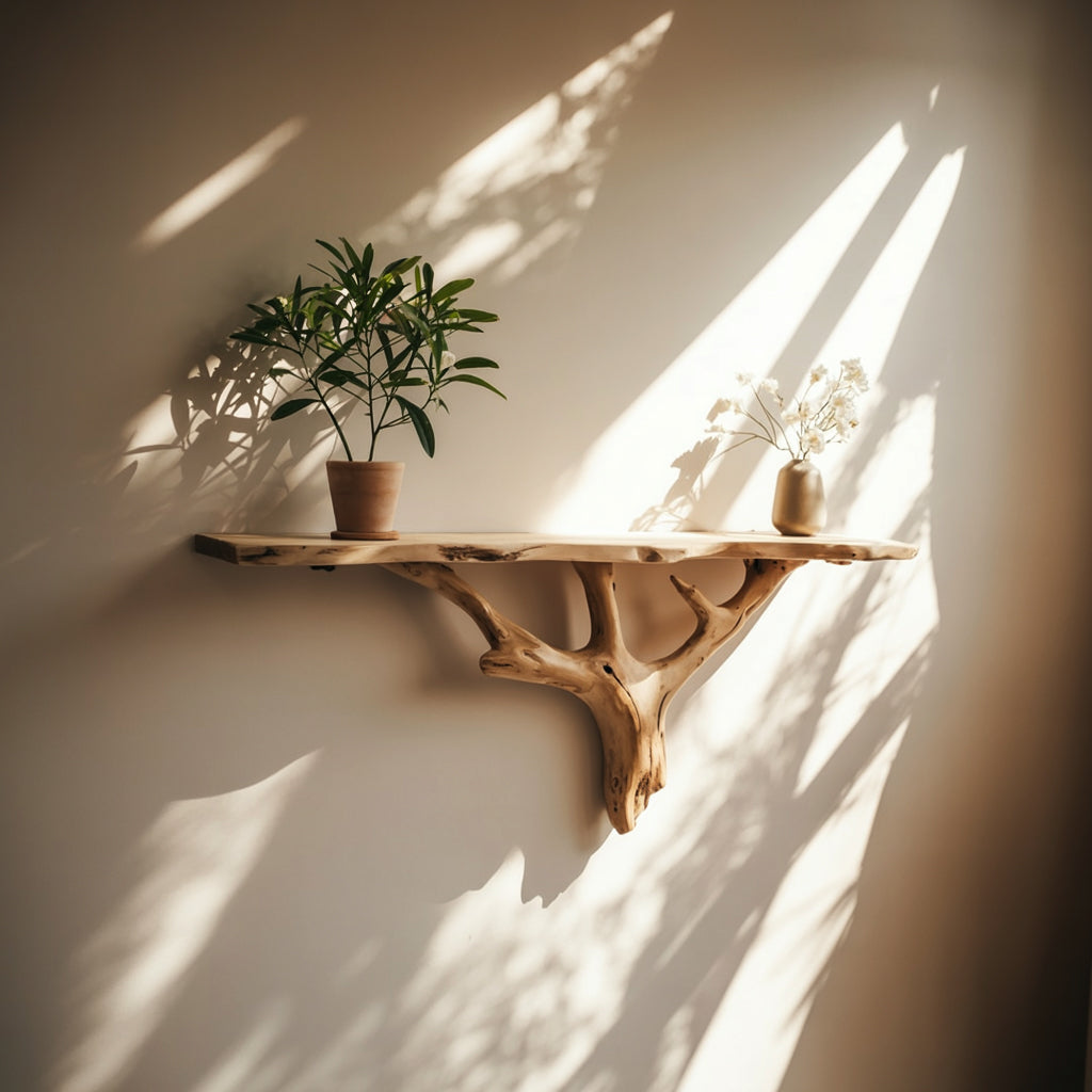 Rustic Driftwood Shelf – Handmade Solid Wood Console & Wall Art Decor