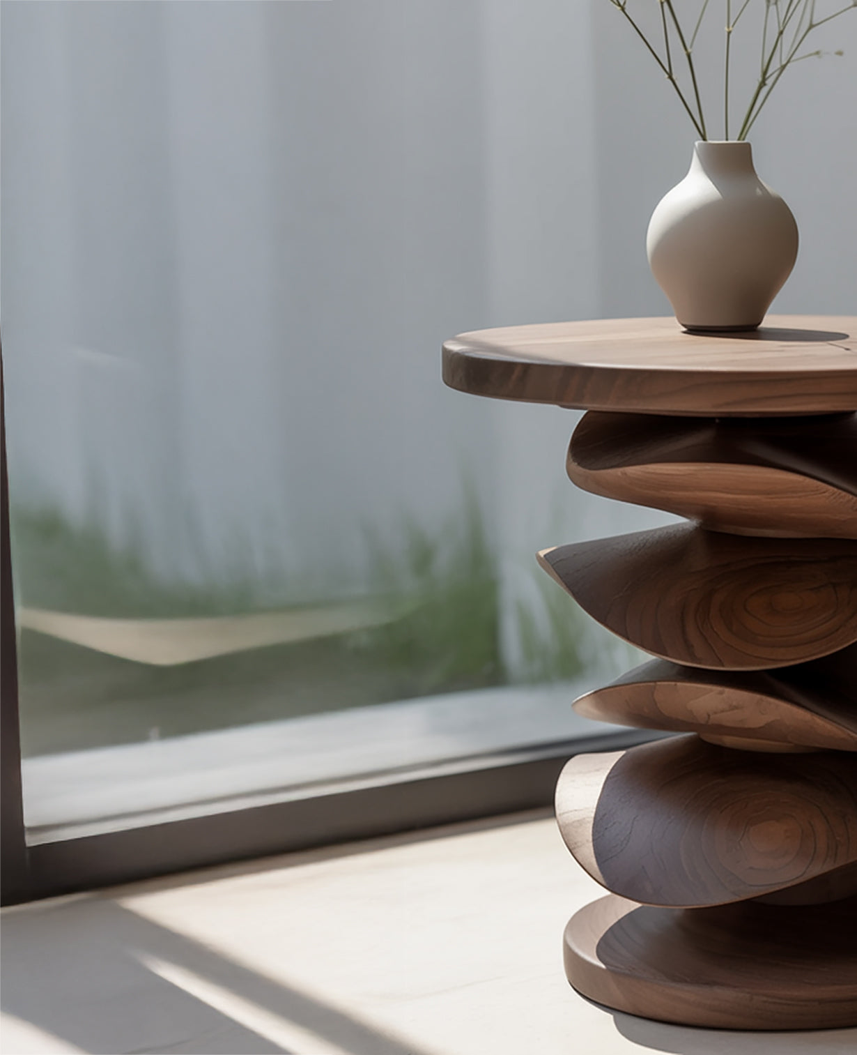 Solid Wood Sculptural Table – Handmade Japandi Style Coffee Table