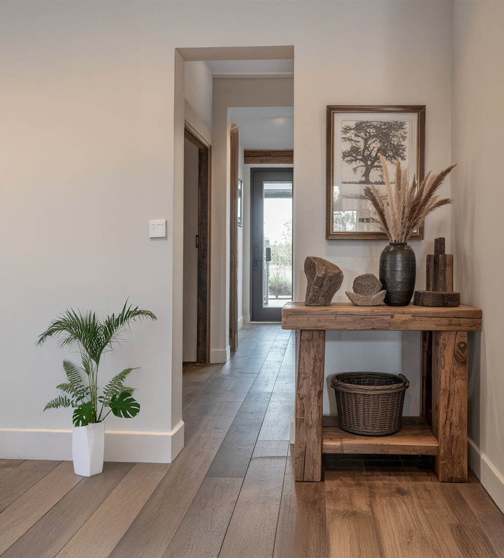 Rustic Farmhouse Console Table – Handmade Solid Wood Live Edge Hallway Entryway Sofa Table