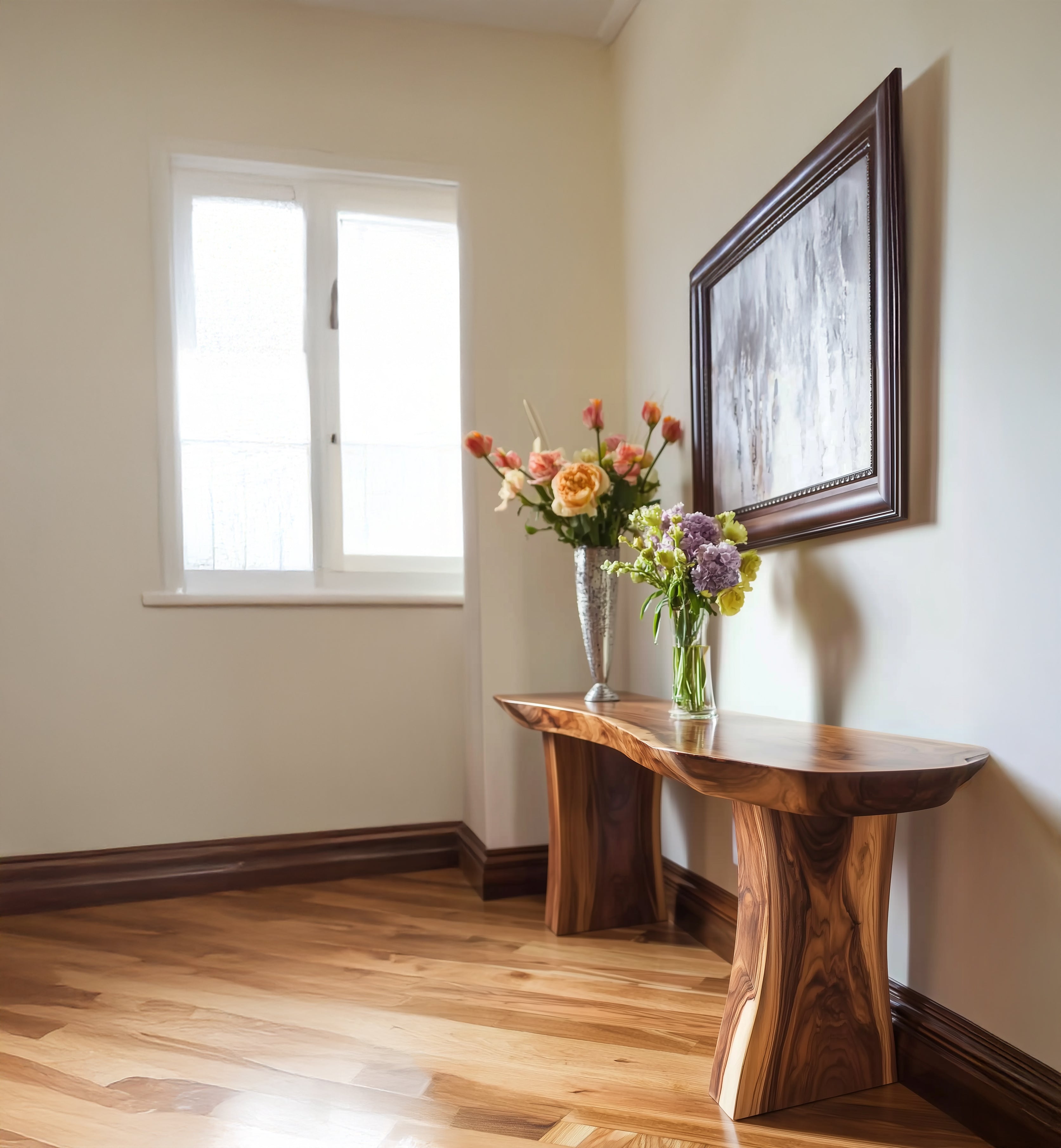 Rustic Solid Wood Console Table Farmhouse Hallway Console, Modern Wooden Sofa Table